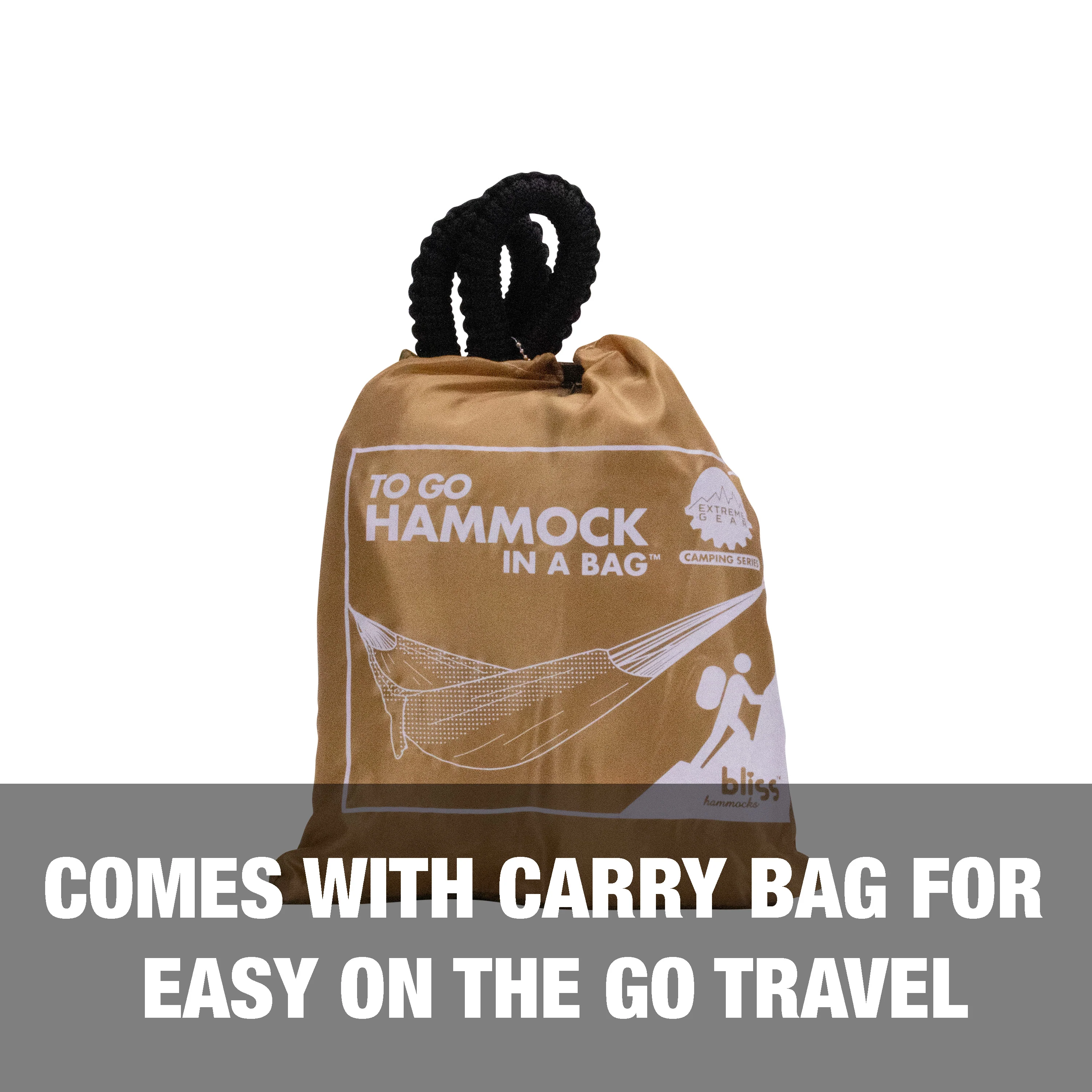 Bliss Hammocks BH-406XLS-DS Hammock in a Bag w/ Adjustable Tree Straps | 54-in. Wide | Weather & UV Resistant | 350 Lb. Capacity (Desert Storm) - Image 5