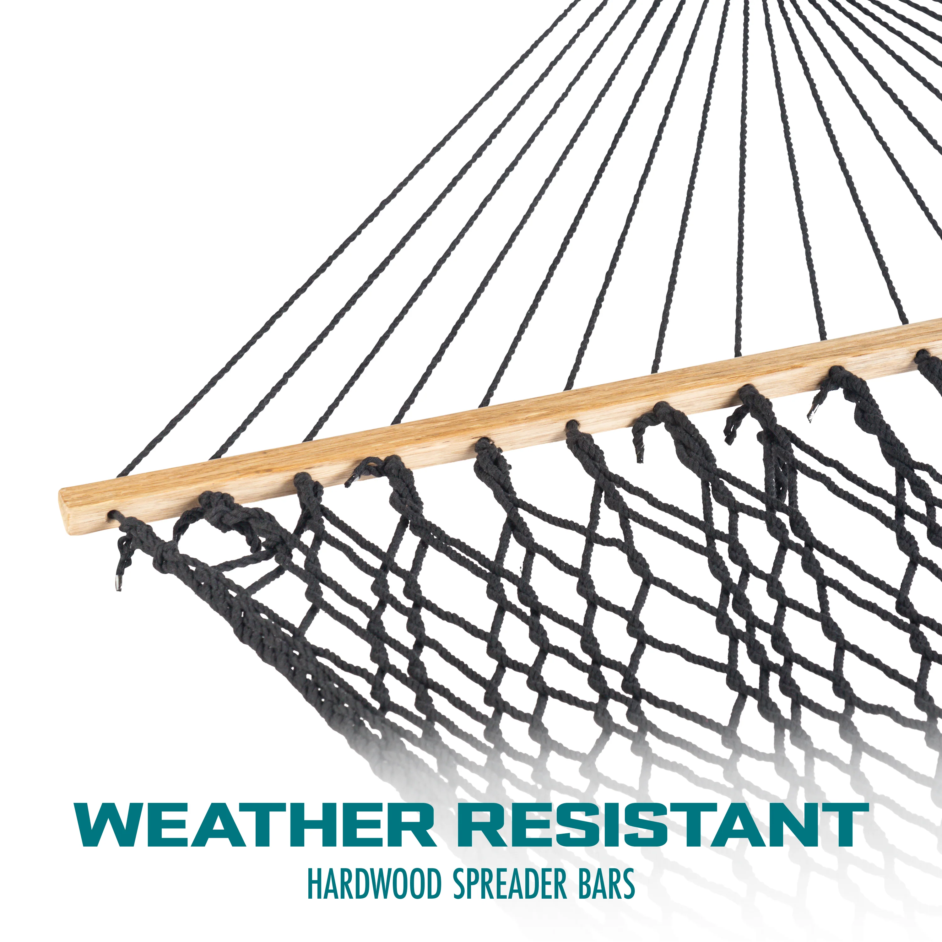 Bliss Hammocks BH-410BK Cotton Rope Hammock w/ Spreader Bar & Hanging Hardware | 60-in. Wide | 450 Lb. Capacity (Black) - Image 8