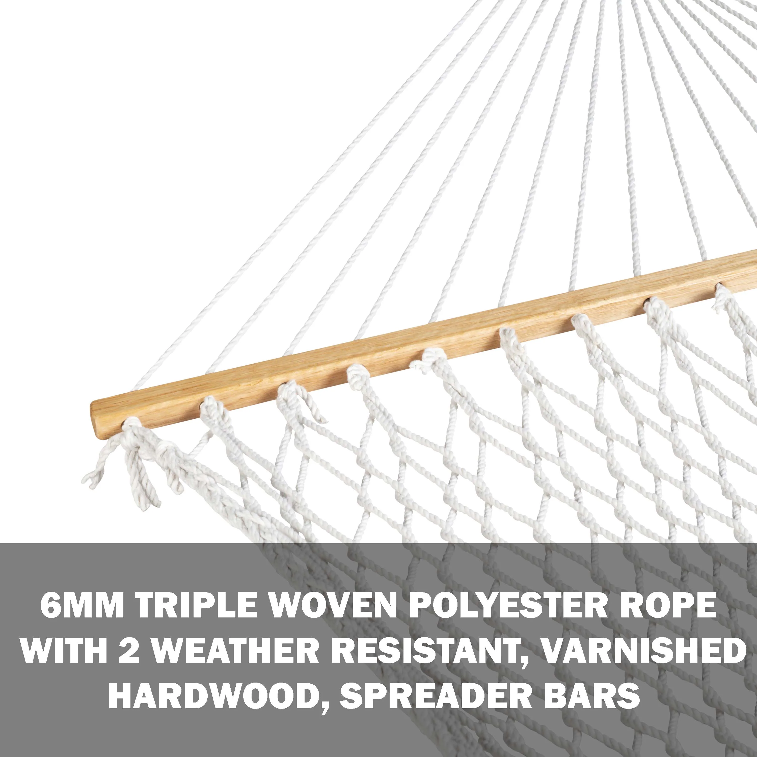 Bliss Hammocks BH-411 Classic 2-Person Rope Hammock W/ Spreader Bars & Hanging Hardware | 60-in. Wide | 450 Lb. Capacity - Image 3