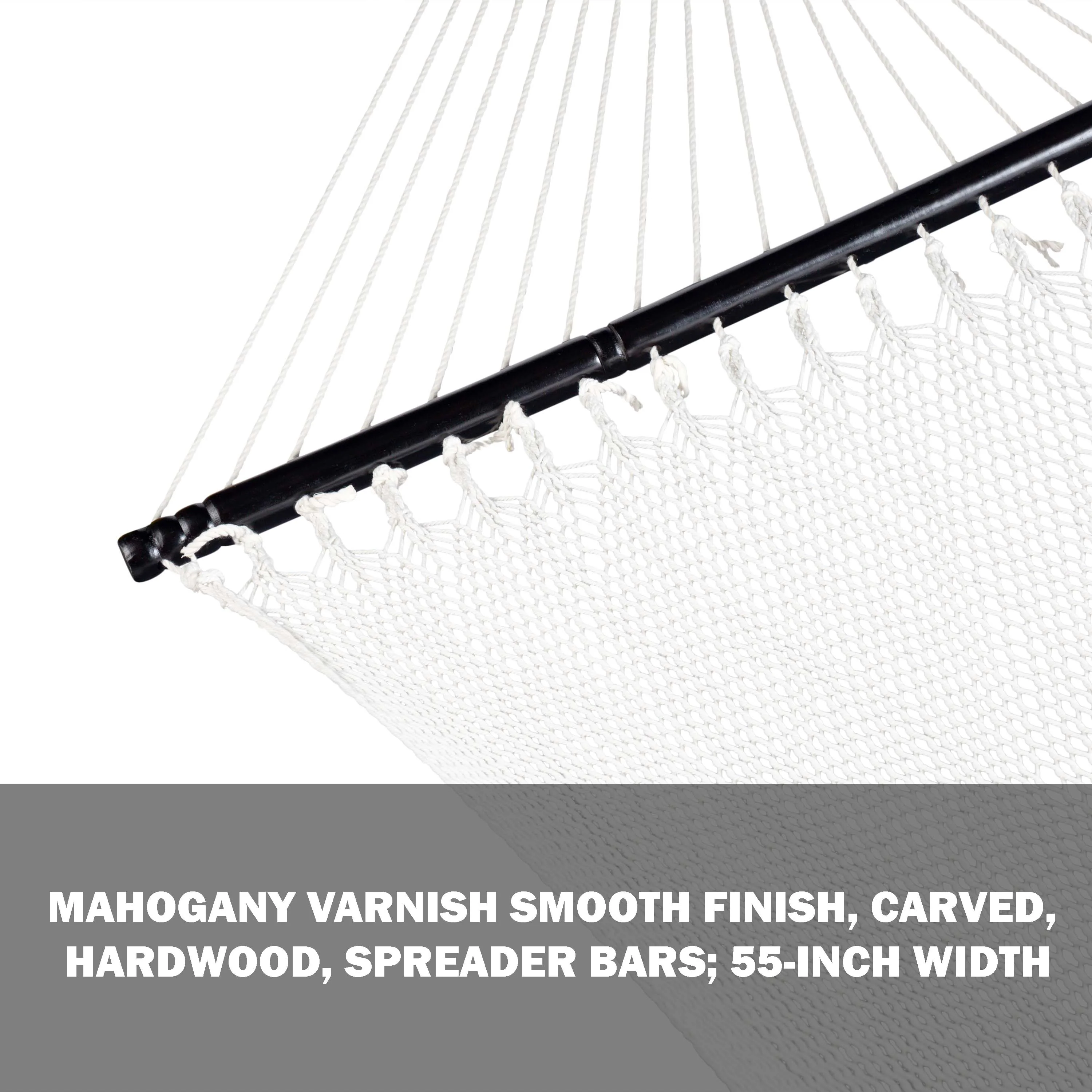 Bliss Hammocks BH-415 Weekender Deluxe 2-Person Hammock W/ Spreader Bars & Hanging Hardware | 55-in. Wide | 450 Lb. Capacity - Image 4