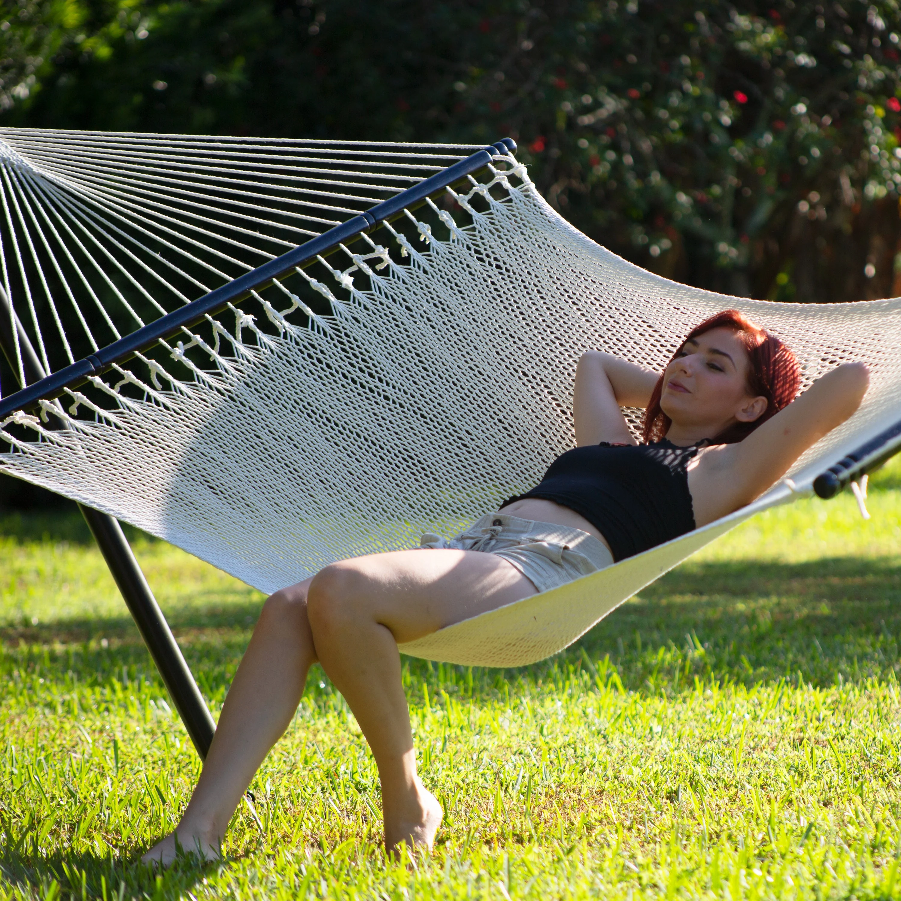 Bliss Hammocks BH-415 Weekender Deluxe 2-Person Hammock W/ Spreader Bars & Hanging Hardware | 55-in. Wide | 450 Lb. Capacity - Image 9