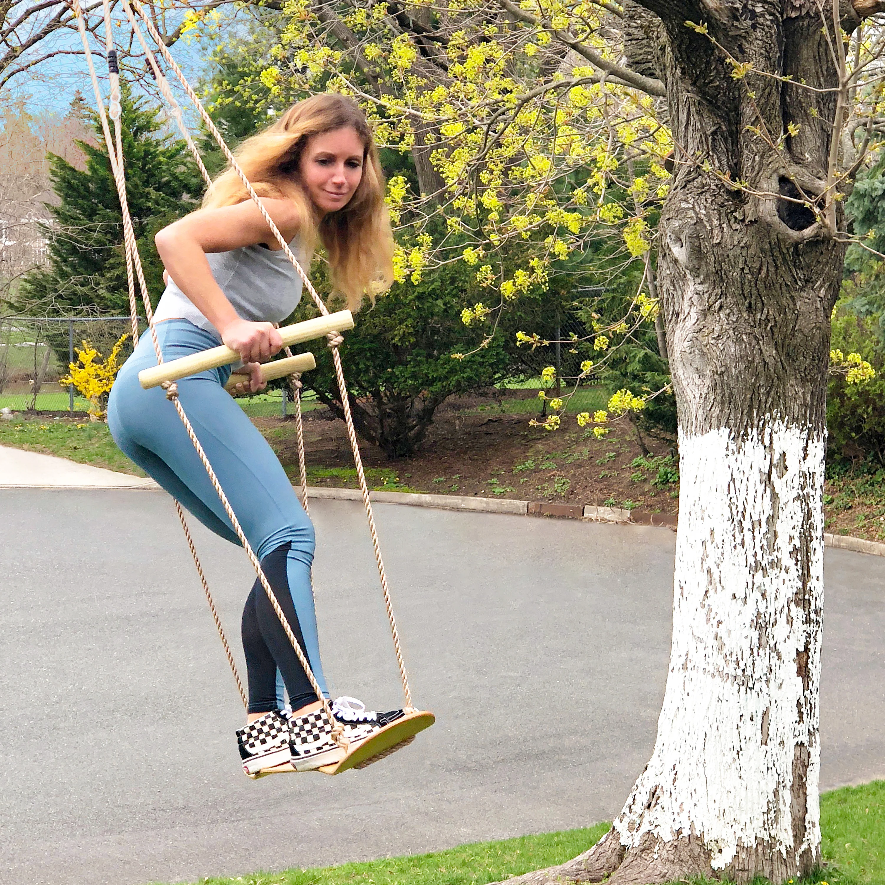Bliss Outdoors BH-992B Wooden Skateboard Swing w/ Handle Bars & Hanging Hardware | 200 Lb. Capacity - Image 5
