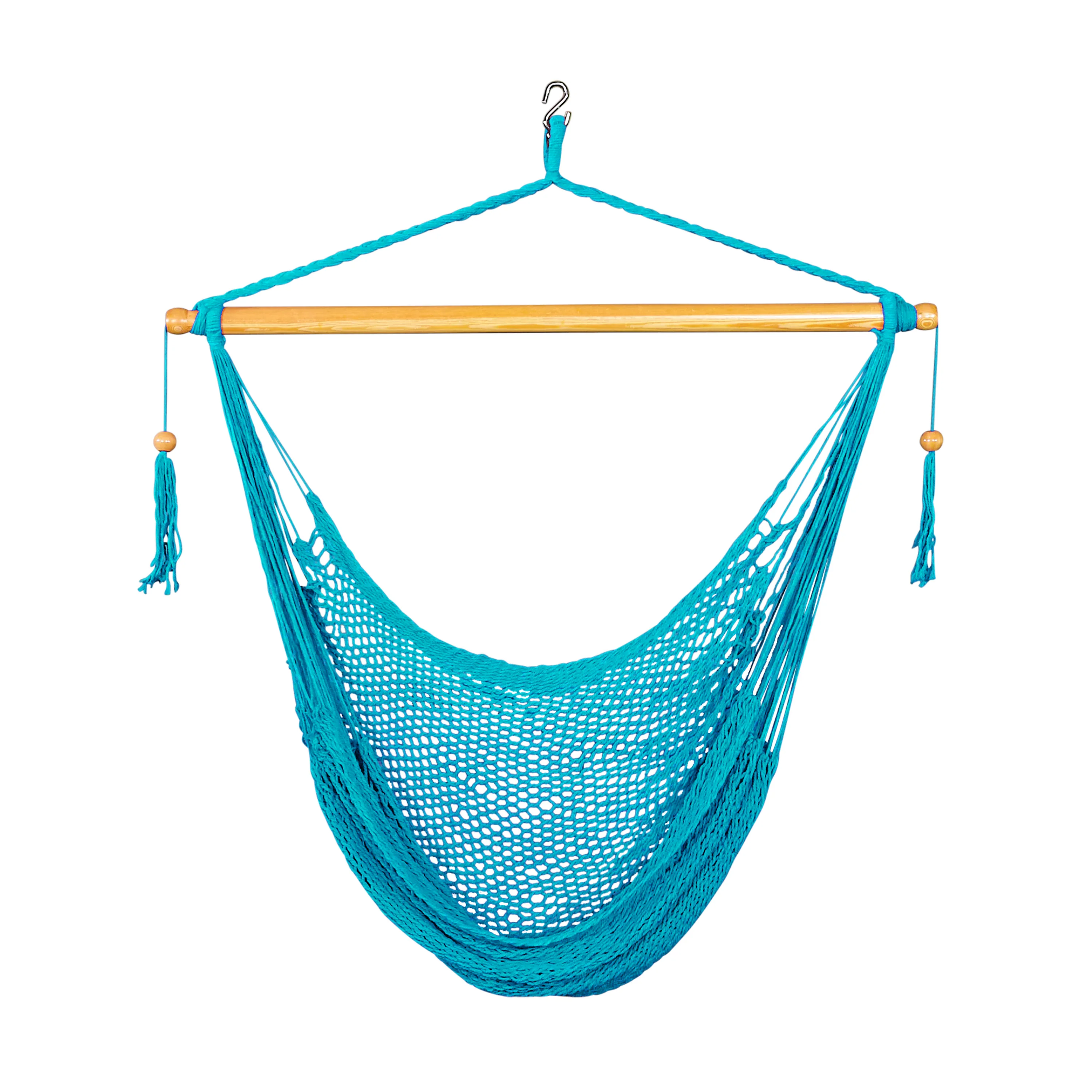 Bliss Hammocks BHC-412LB Island Rope Hammock Chair W/ Spreader Bar & Hanging Hardware | 40-in. Wide | 265 Lb. Capacity (Light Blue) - Image 2