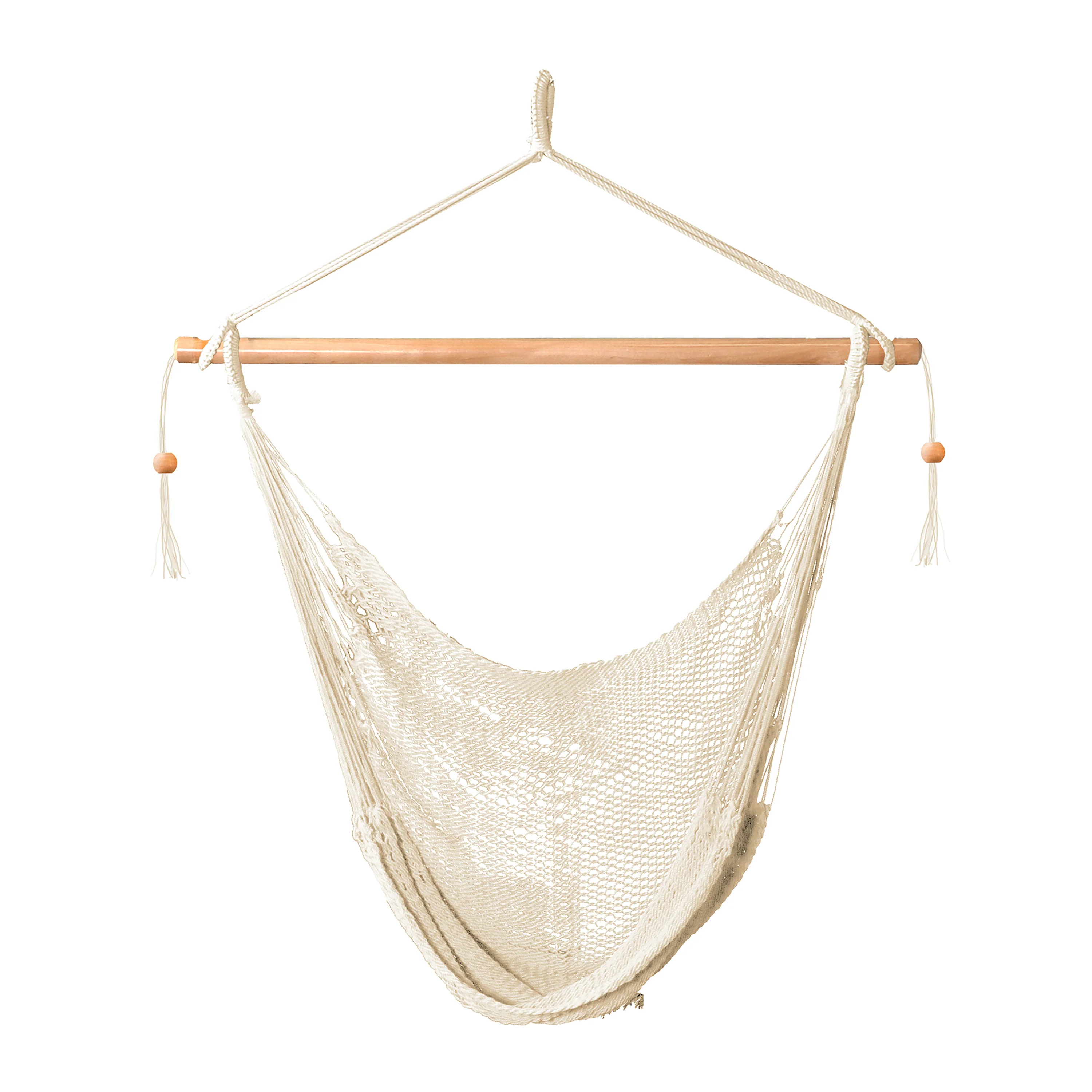 Bliss Hammocks BHC-412NT Island Rope Hammock Chair W/ Spreader Bar & Hanging Hardware | 40-in. Wide | 265 Lb. Capacity (Natural) - Image 2