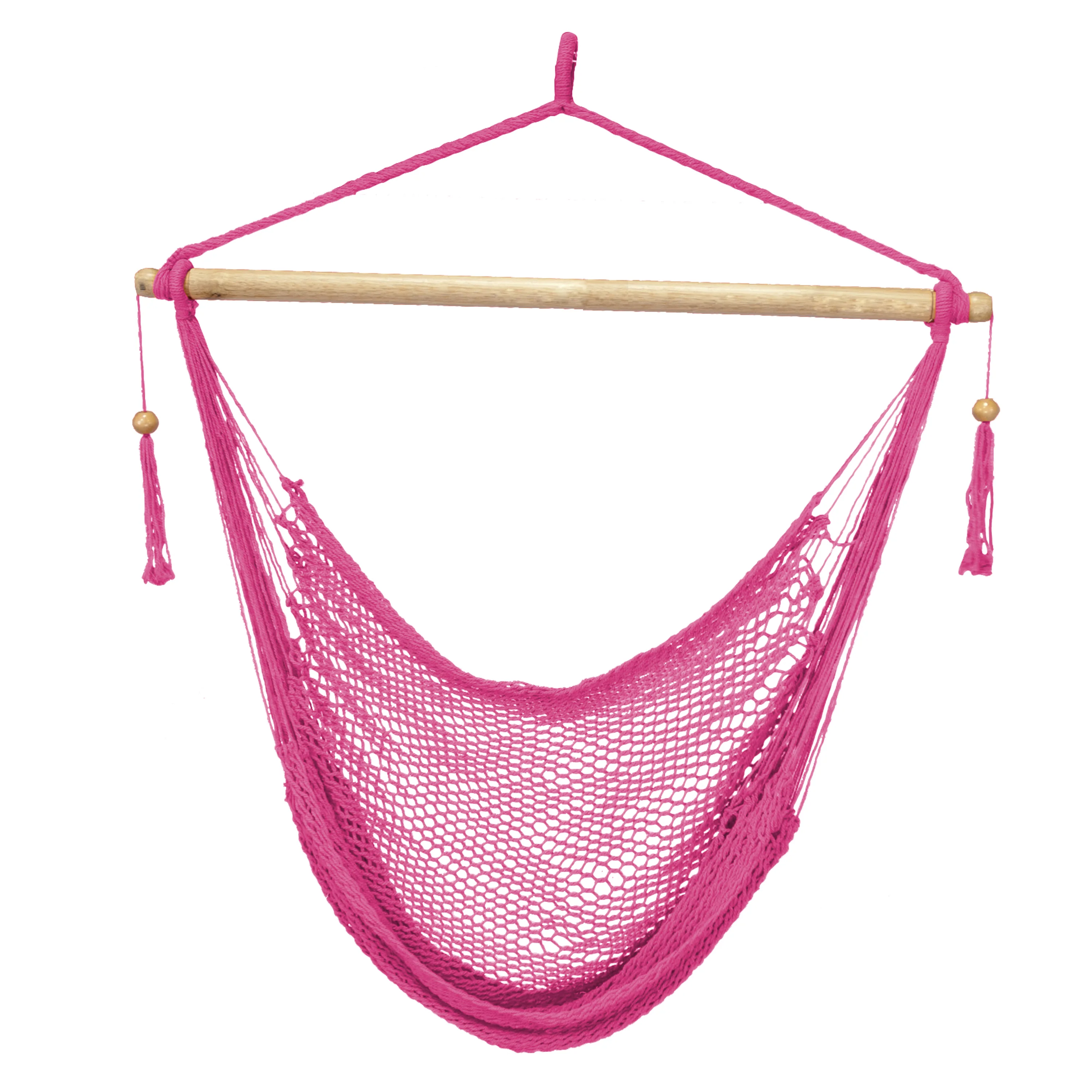 Bliss Hammocks BHC-412PK Island Rope Hammock Chair w/ Spreader Bar & Hanging Hardware | 40-in. Wide | 265 Lb. Capacity (Pink) - Image 2