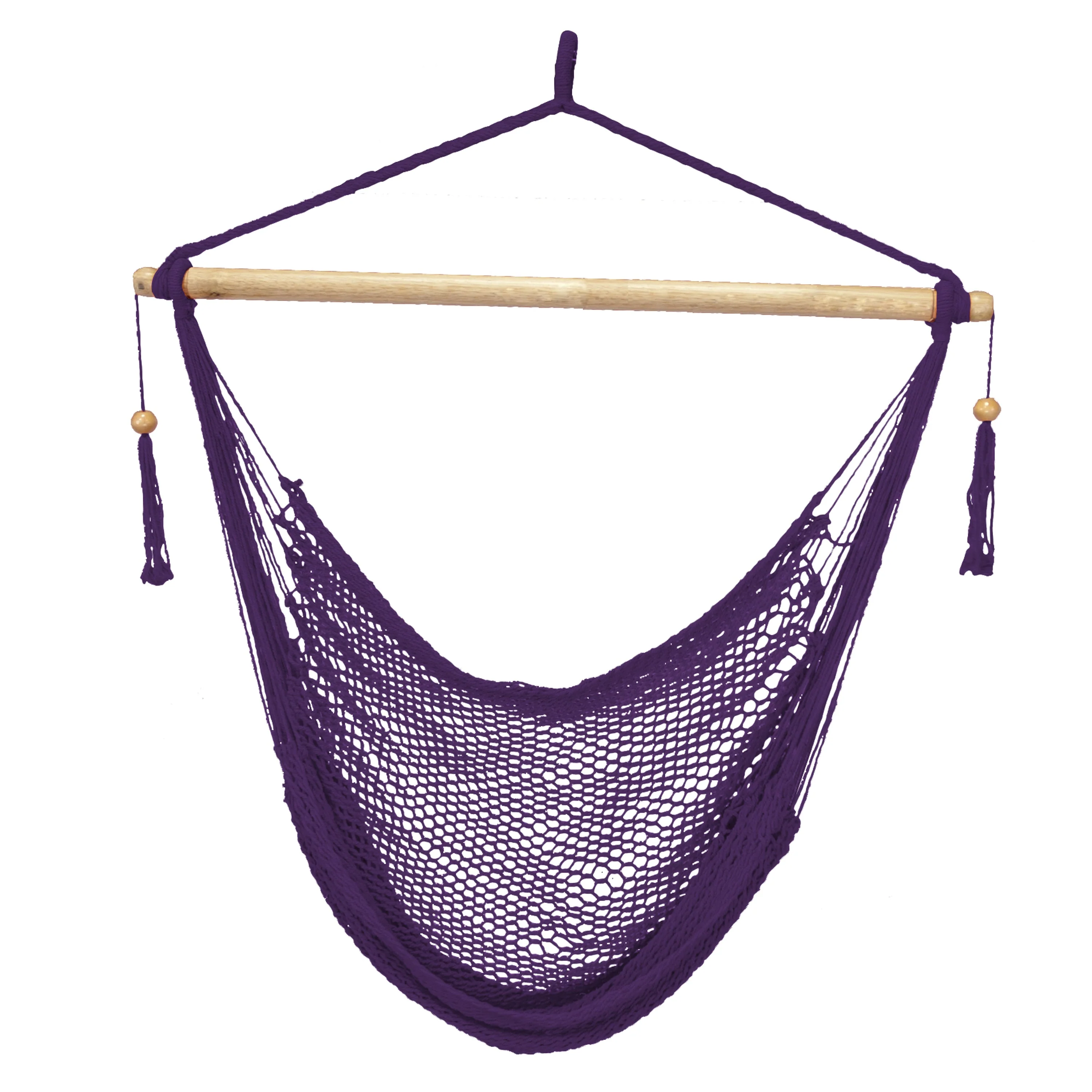 Bliss Hammocks BHC-412PR Island Rope Hammock Chair w/ Spreader Bar & Hanging Hardware | 40-in. Wide | 265 Lb. Capacity (Purple) - Image 2