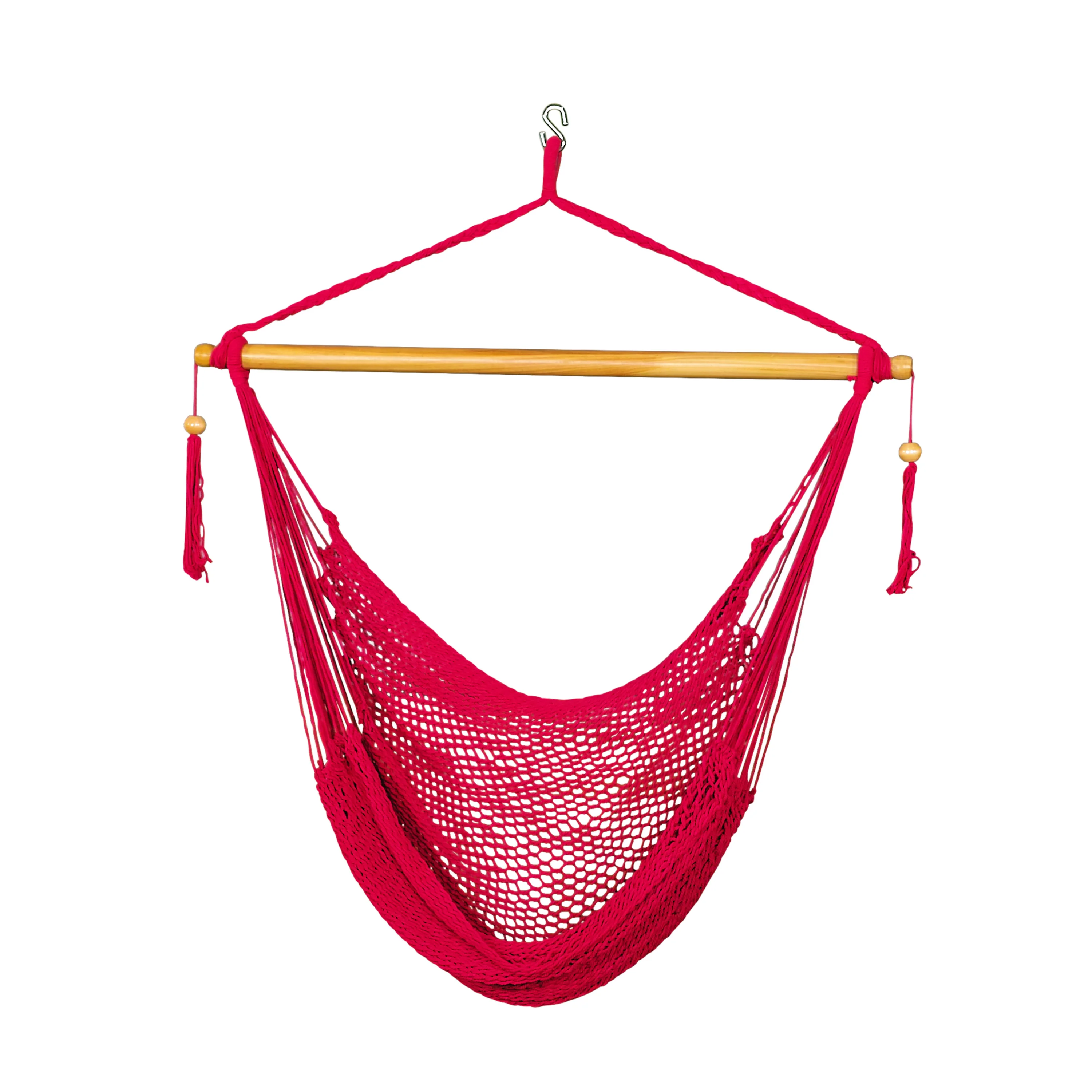 Bliss Hammocks BHC-412R Island Rope Hammock Chair w/ Spreader Bar & Hanging Hardware | 40-in. Wide | 265 Lb. Capacity (Red)