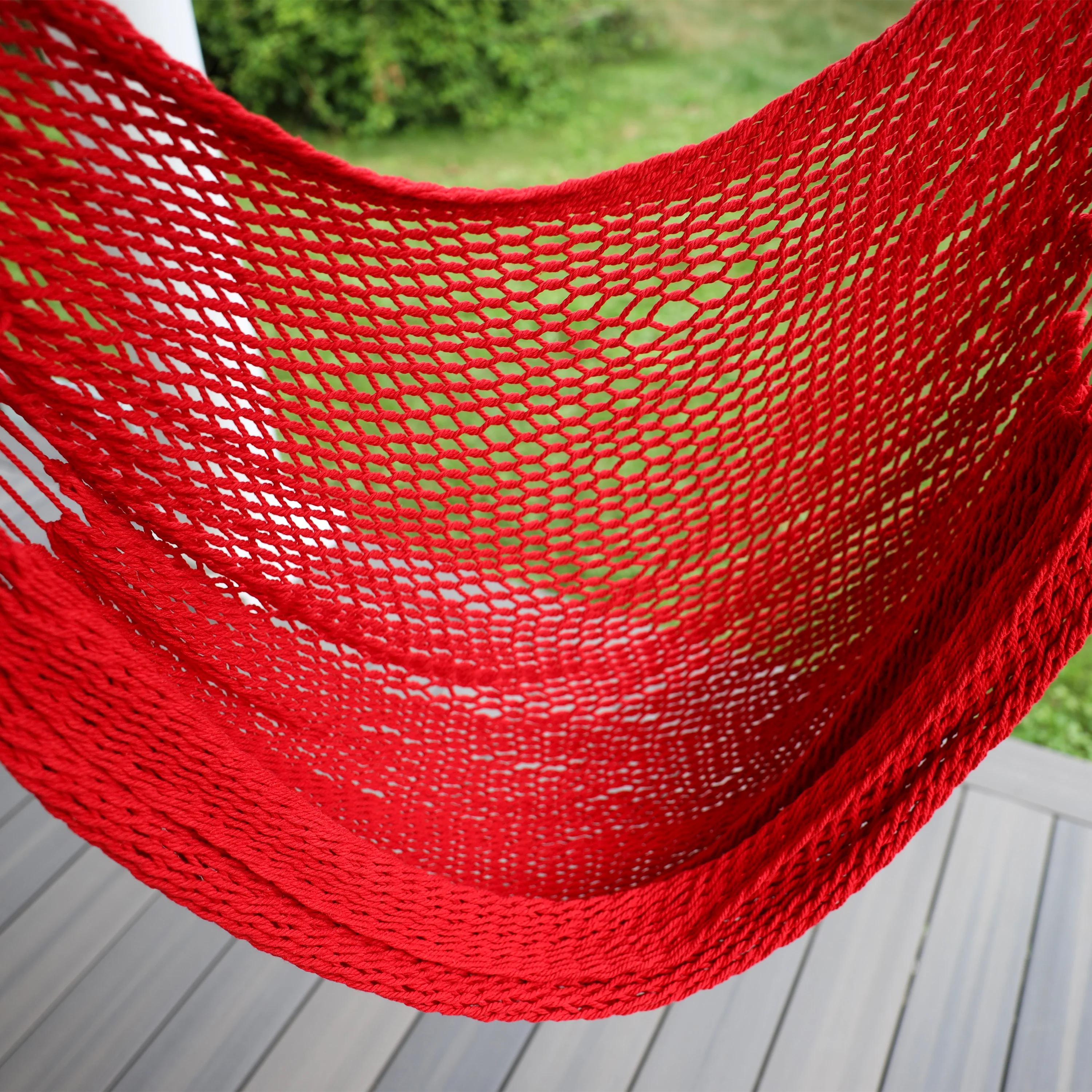 Bliss Hammocks BHC-412R Island Rope Hammock Chair w/ Spreader Bar & Hanging Hardware | 40-in. Wide | 265 Lb. Capacity (Red) - Image 6