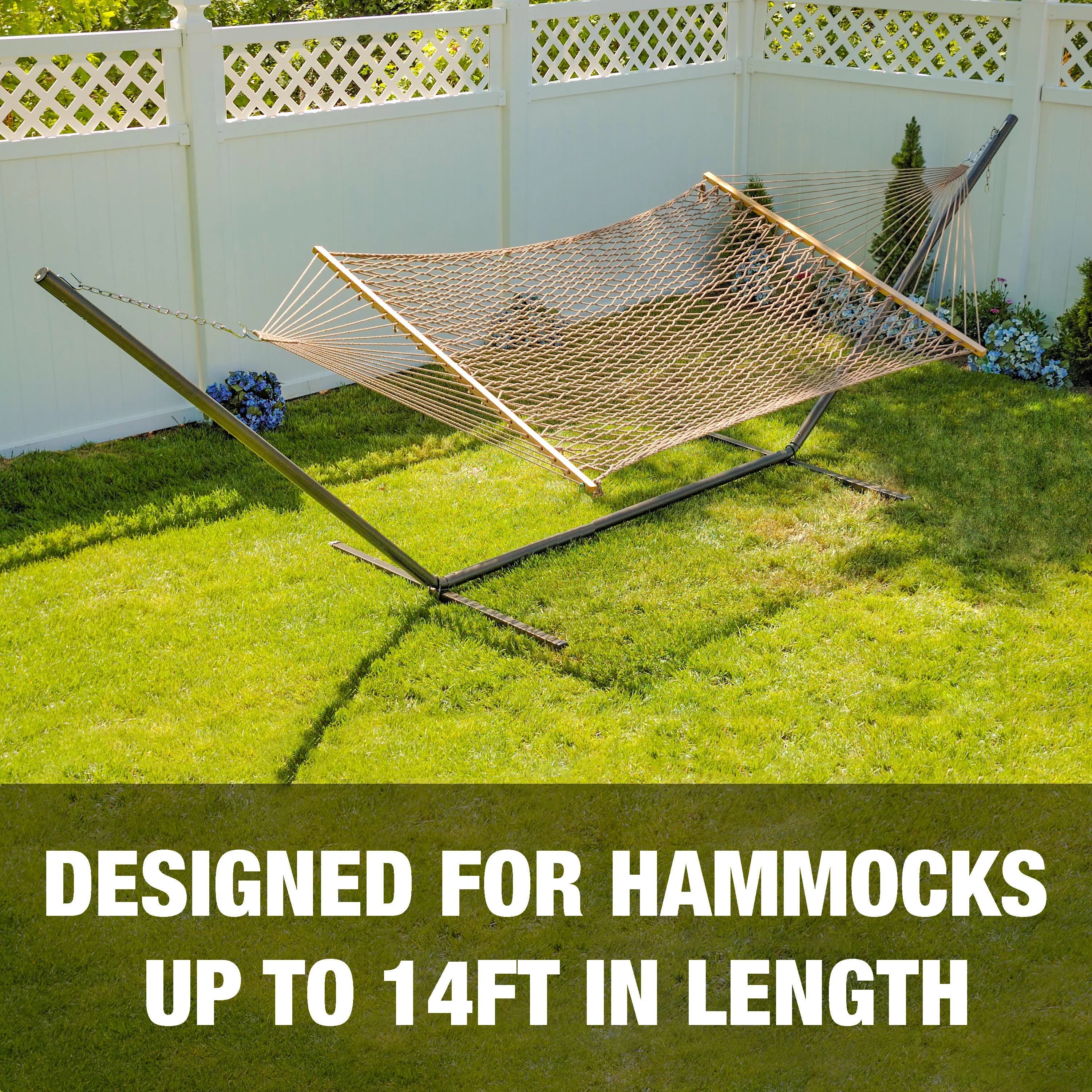 Bliss Hammocks BHS-417GR Hammock Stand w/ Hanging Hooks | 15-Foot | Fits Hammocks 15-Foot or Shorter | Weather & Rust Resistant | 500 Lb. Capacity (Green) - Image 4