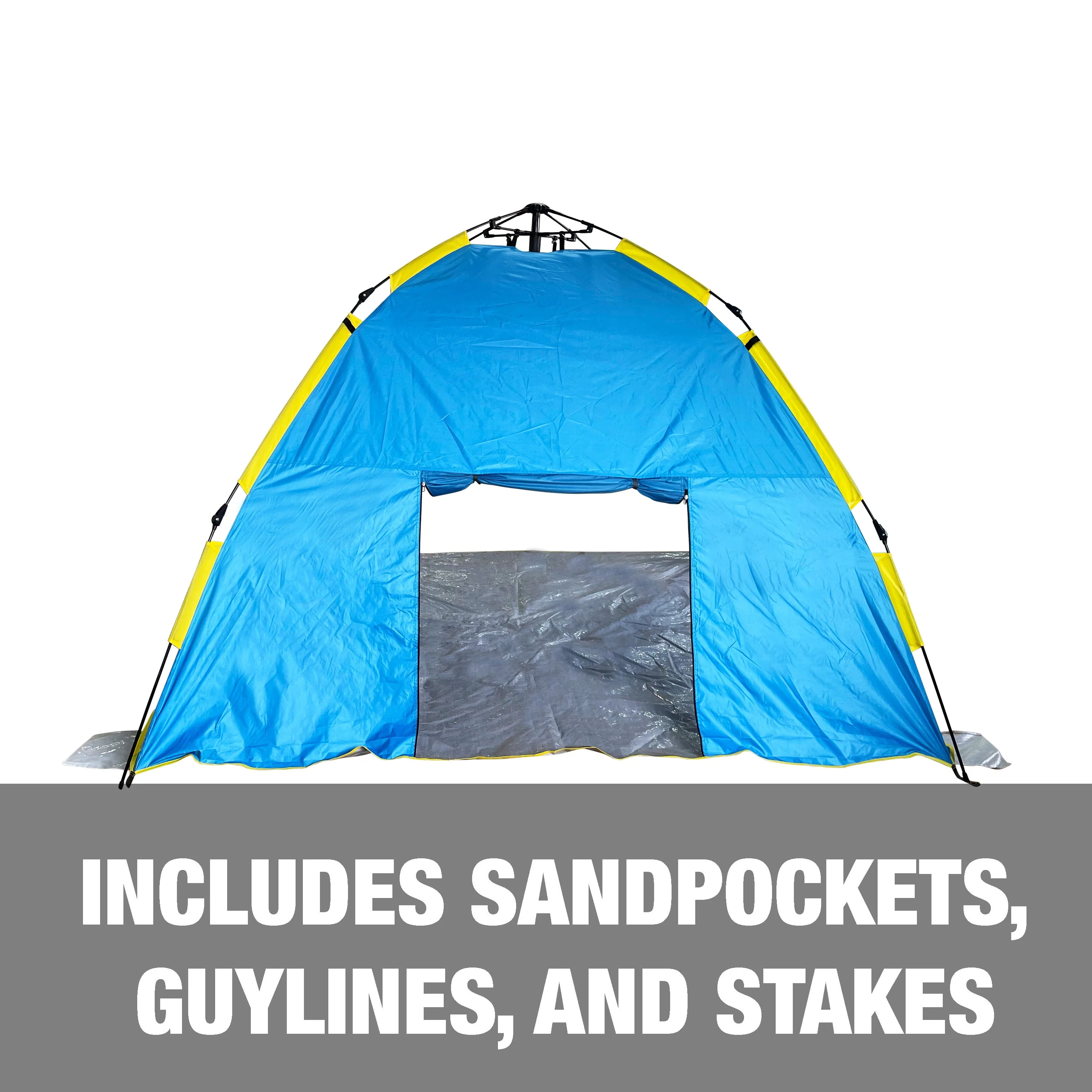 Bliss Hammocks BHT-A39-BY Pop-Up Beach Tent W/ Carry Bag | Sun Protectant & Wind Resistant, Durable, Breathable Mesh Walls | Collapsible Design (Blue & Yellow) - Image 10