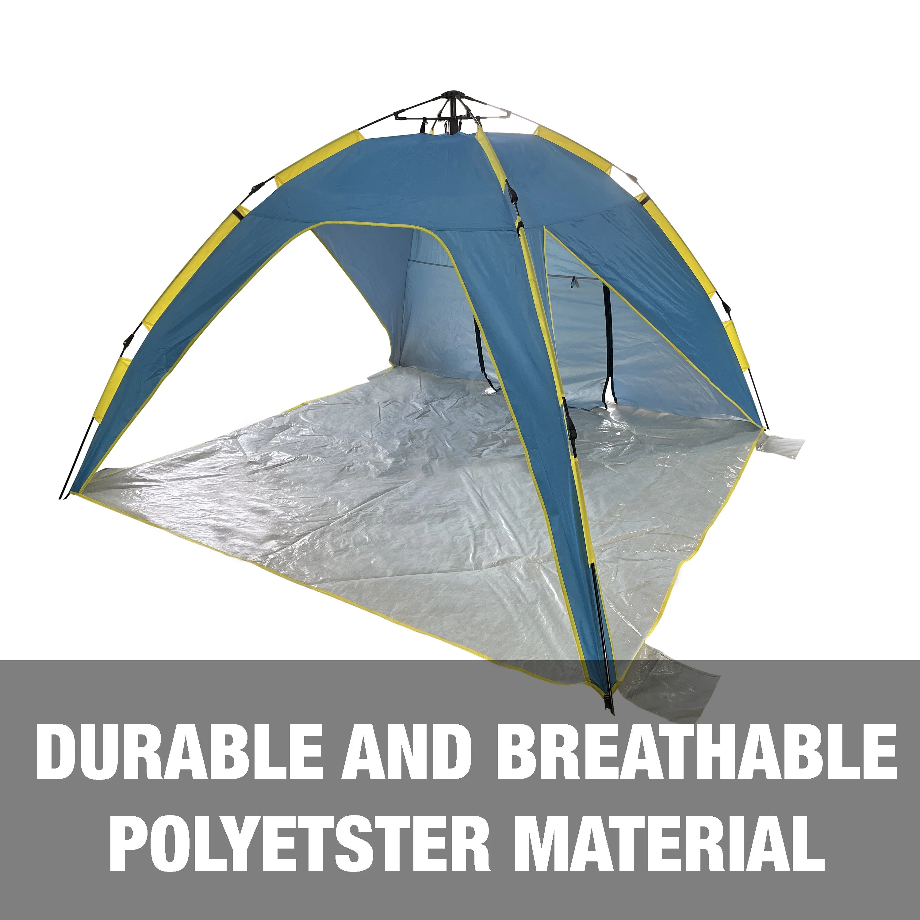 Bliss Hammocks BHT-A39-BY Pop-Up Beach Tent W/ Carry Bag | Sun Protectant & Wind Resistant, Durable, Breathable Mesh Walls | Collapsible Design (Blue & Yellow) - Image 8