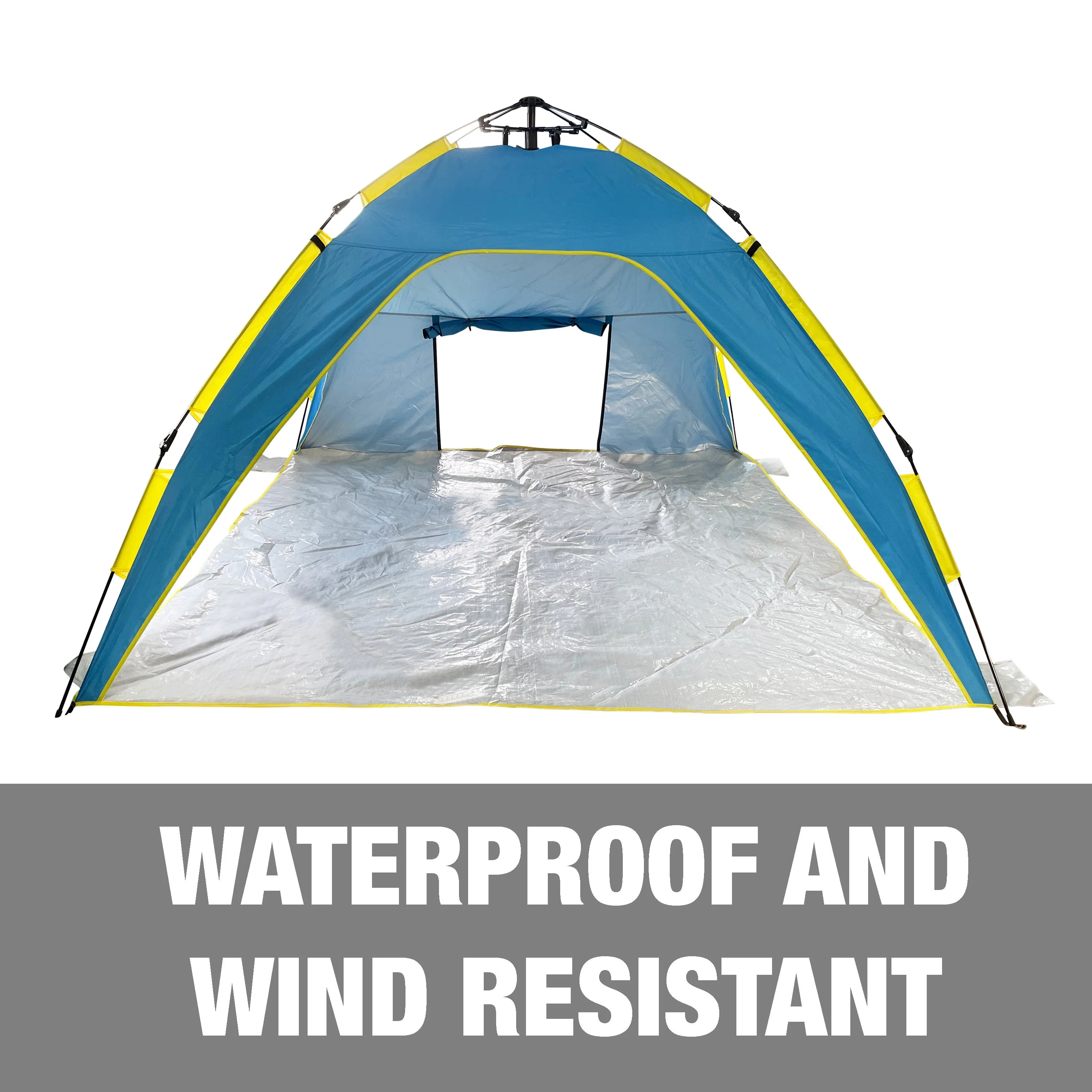 Bliss Hammocks BHT-A39-BY Pop-Up Beach Tent W/ Carry Bag | Sun Protectant & Wind Resistant, Durable, Breathable Mesh Walls | Collapsible Design (Blue & Yellow) - Image 9