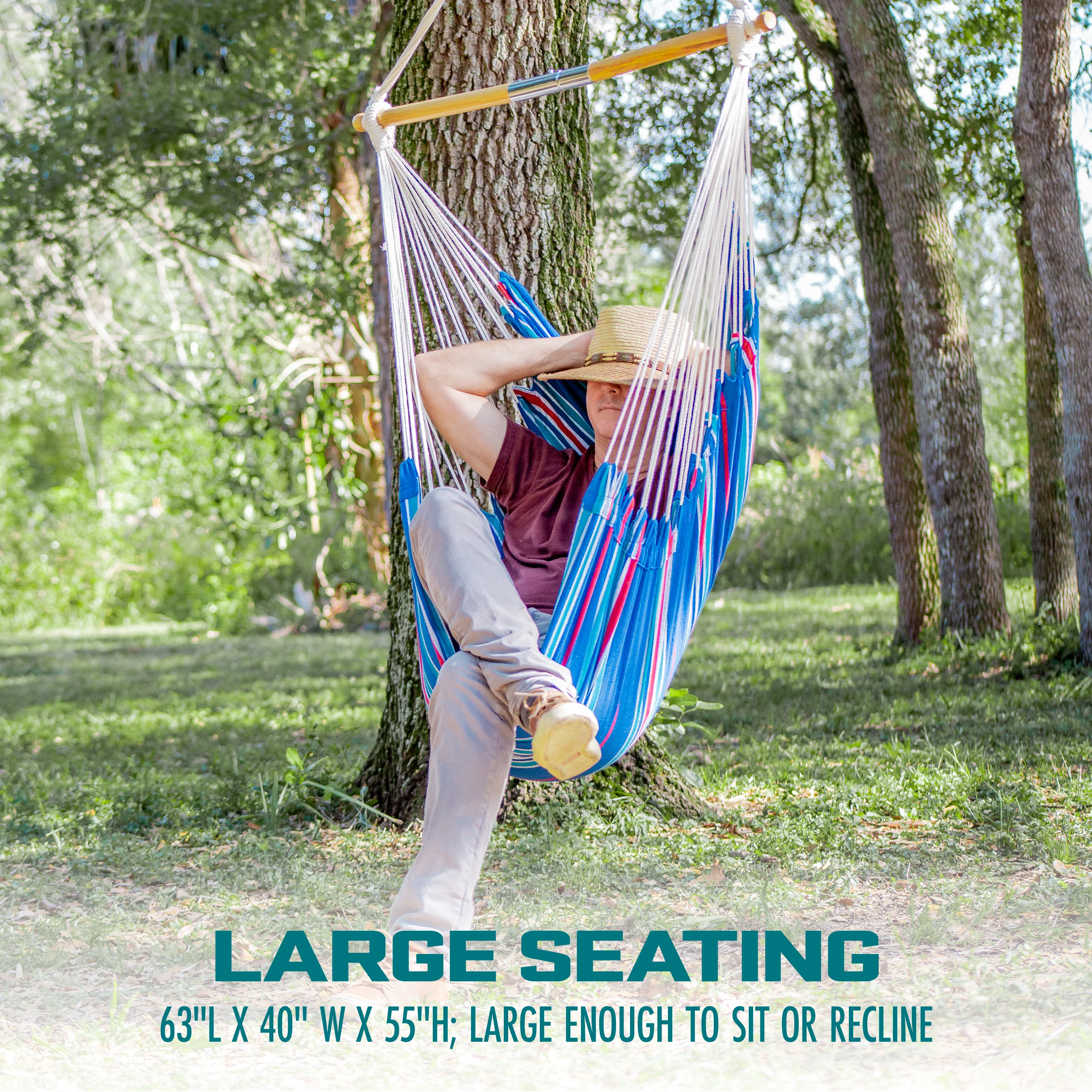 Bliss Hammocks WM-412F_2 Fabric Hammock Chair W/ Spreader Bar | 250 Lb. Weight Capacity - Image 3