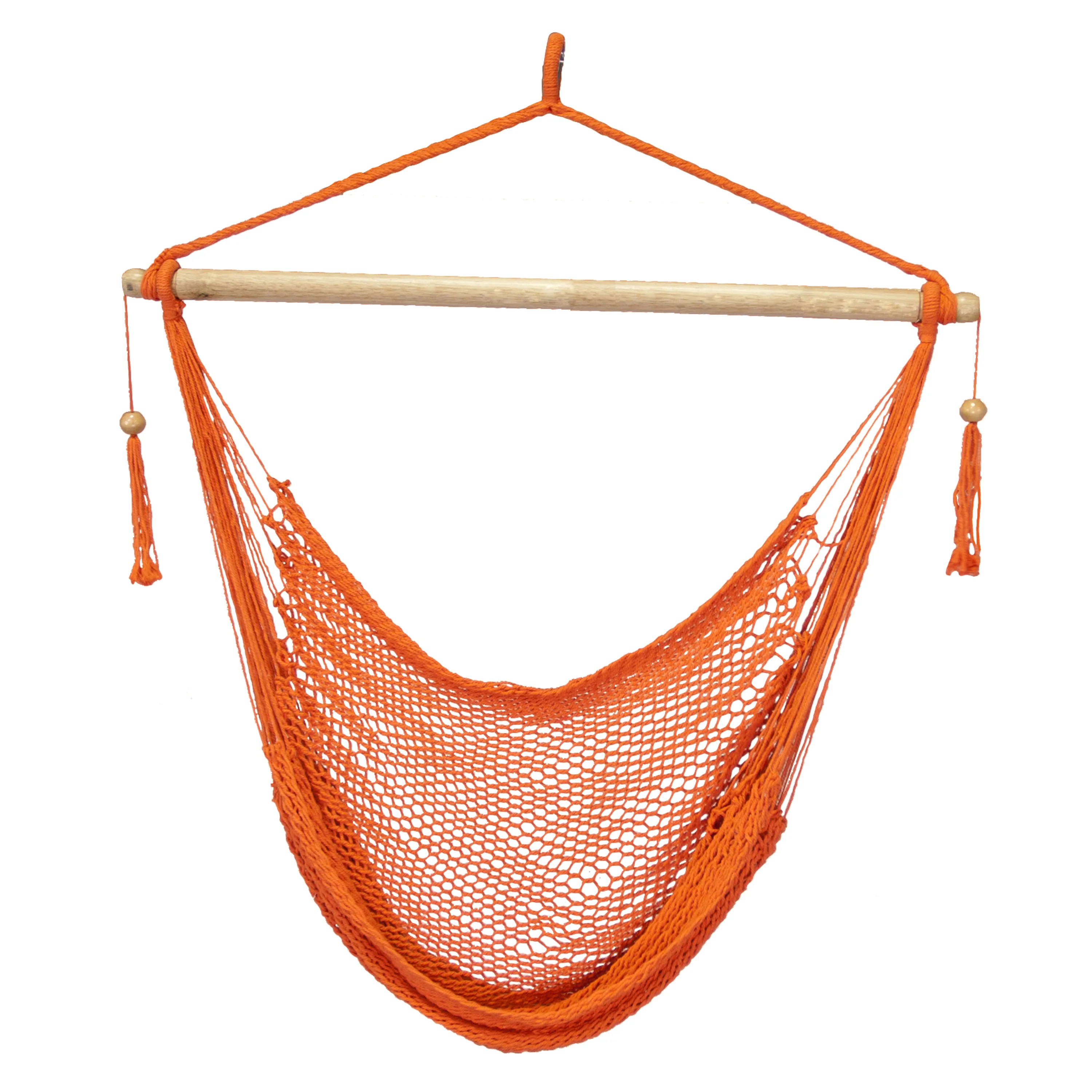 Bliss Hammocks BHC-412OR Island Rope Hammock Chair w/ Spreader Bar & Hanging Hardware | 40-in. Wide | 265 Lb. Capacity (Orange) - Image 2
