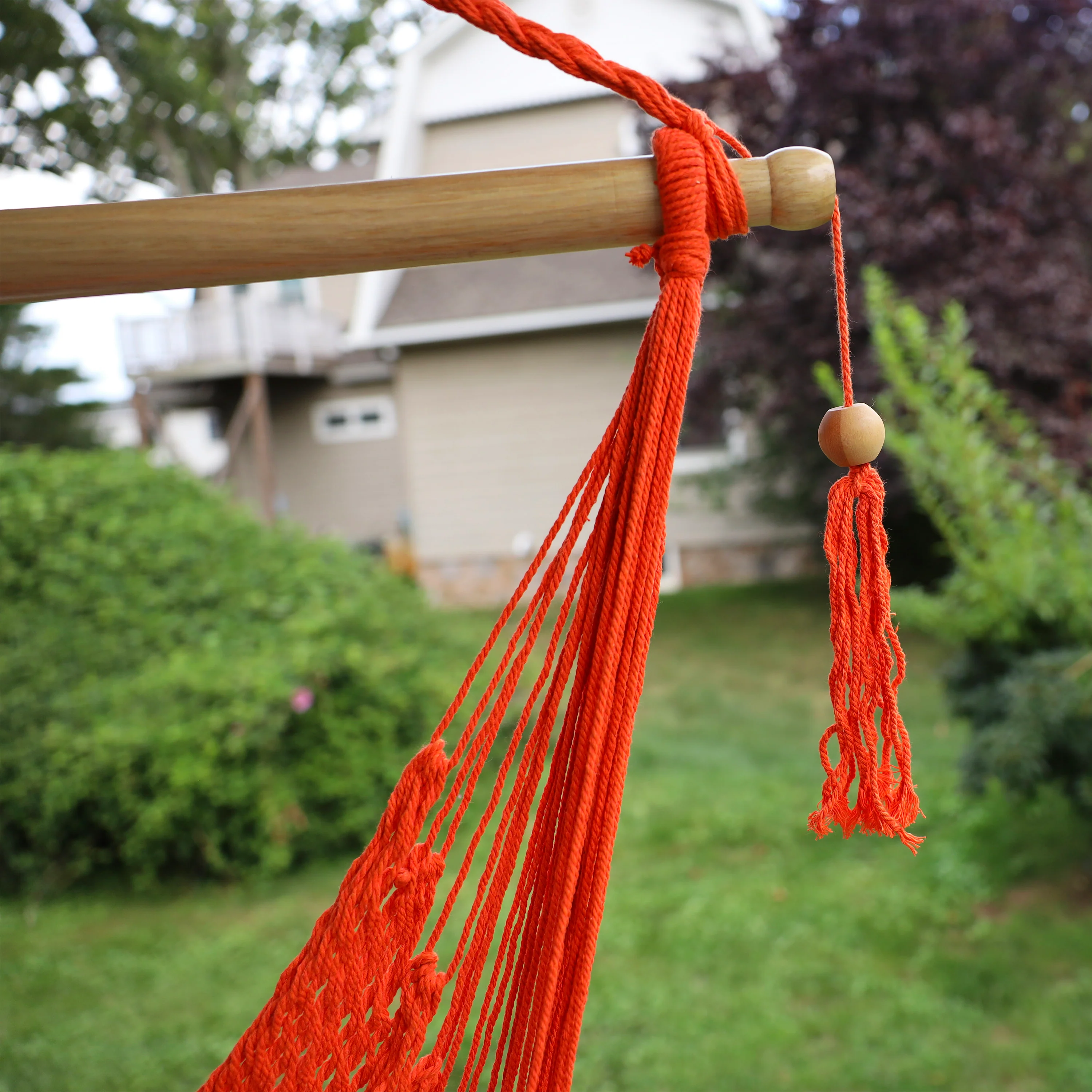 Bliss Hammocks BHC-412OR Island Rope Hammock Chair w/ Spreader Bar & Hanging Hardware | 40-in. Wide | 265 Lb. Capacity (Orange) - Image 7