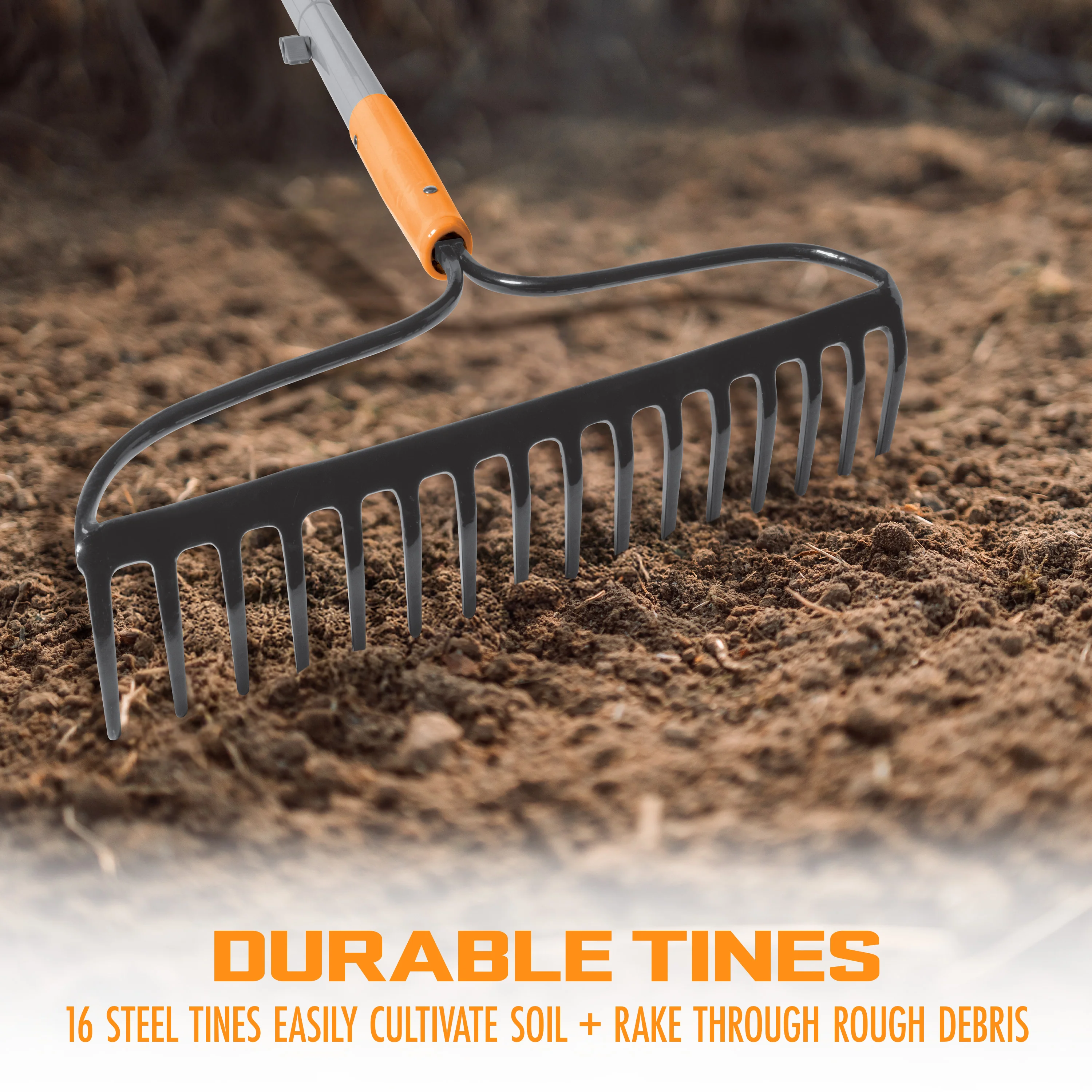 Ergie Systems Steel Shaft Strain Reducing Bow Rake | 55-Inch | 16-Tine - Image 3