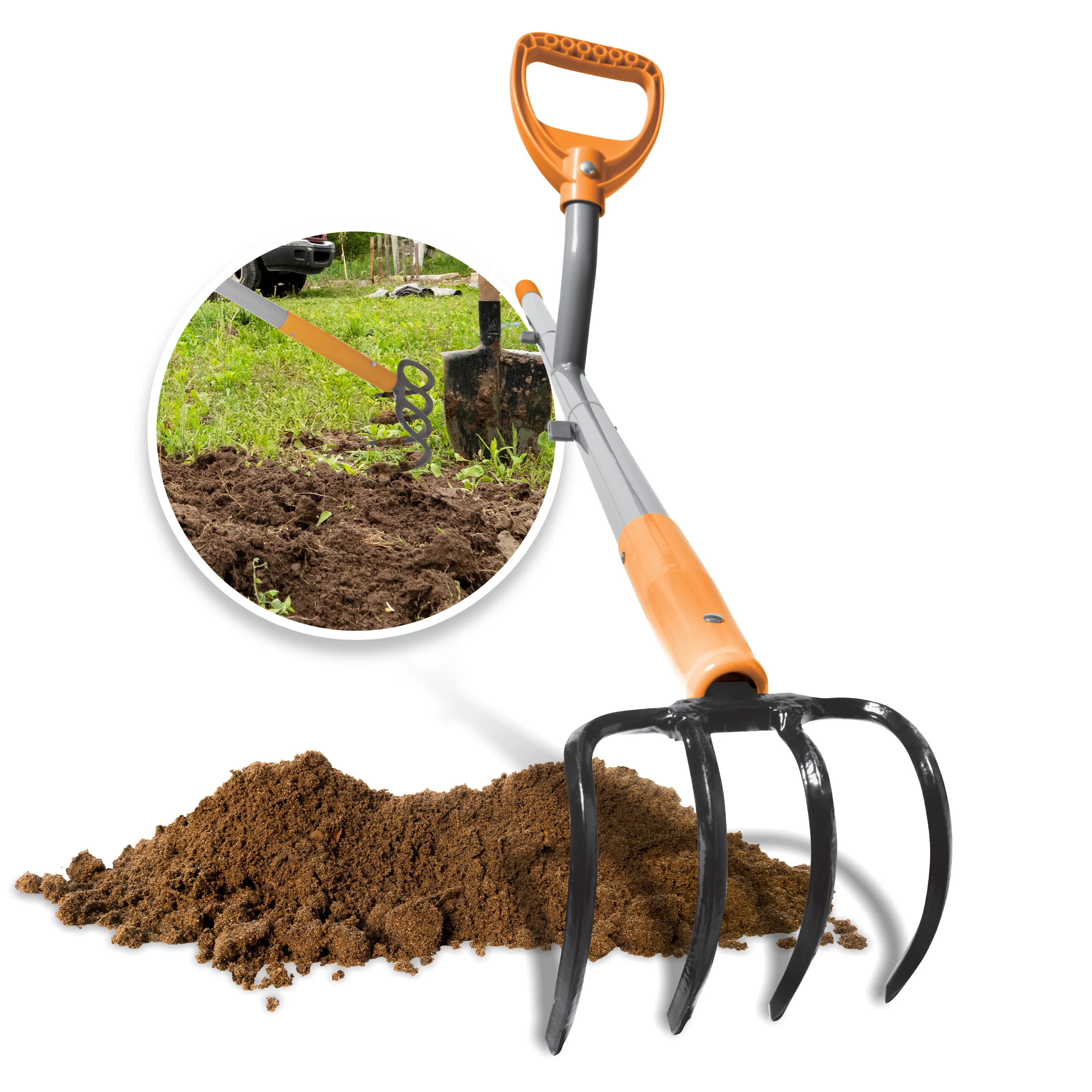Ergie Systems Steel Shaft Garden Soil Cultivator | 54-Inch | 4 Tines