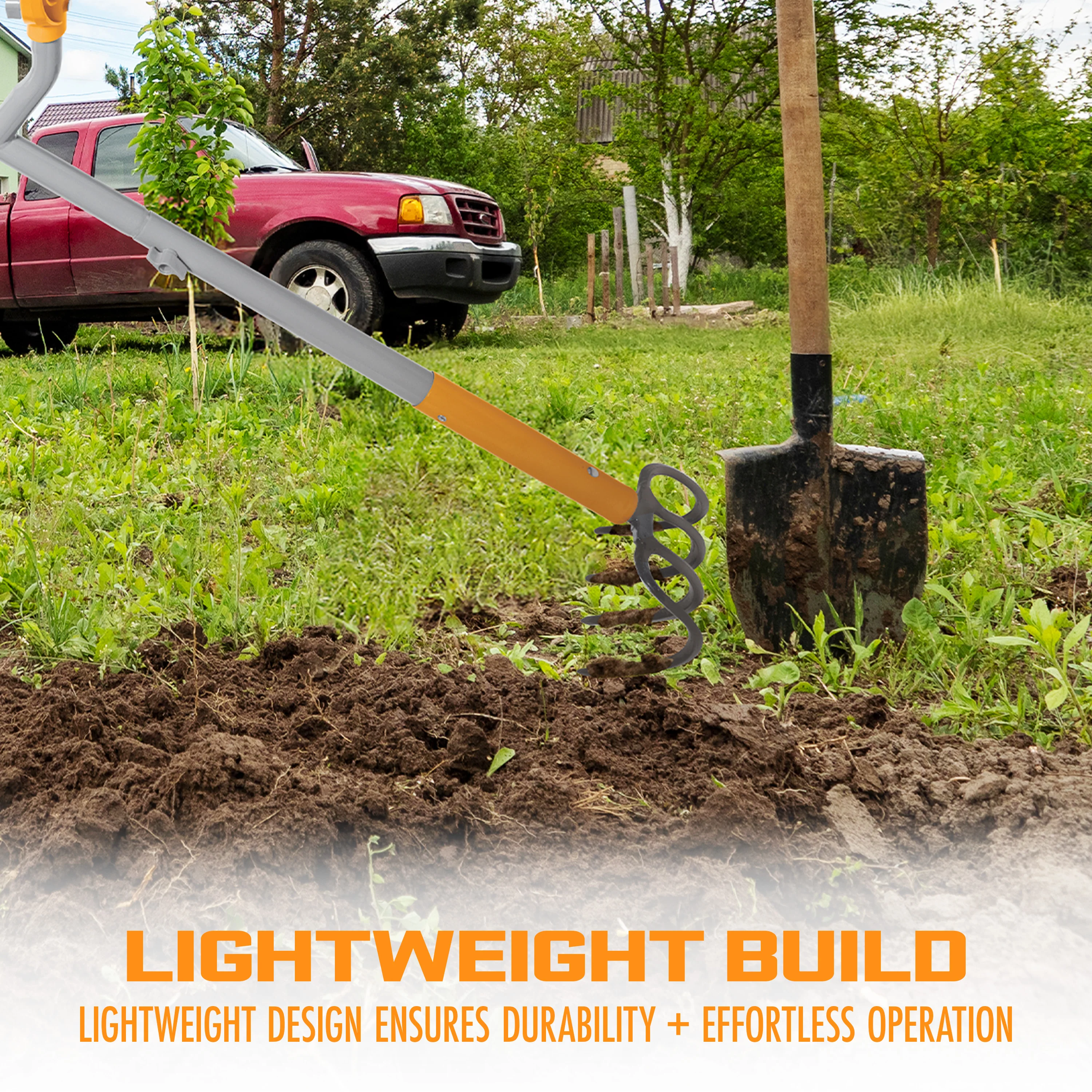 Ergie Systems Steel Shaft Garden Soil Cultivator | 54-Inch | 4 Tines - Image 5