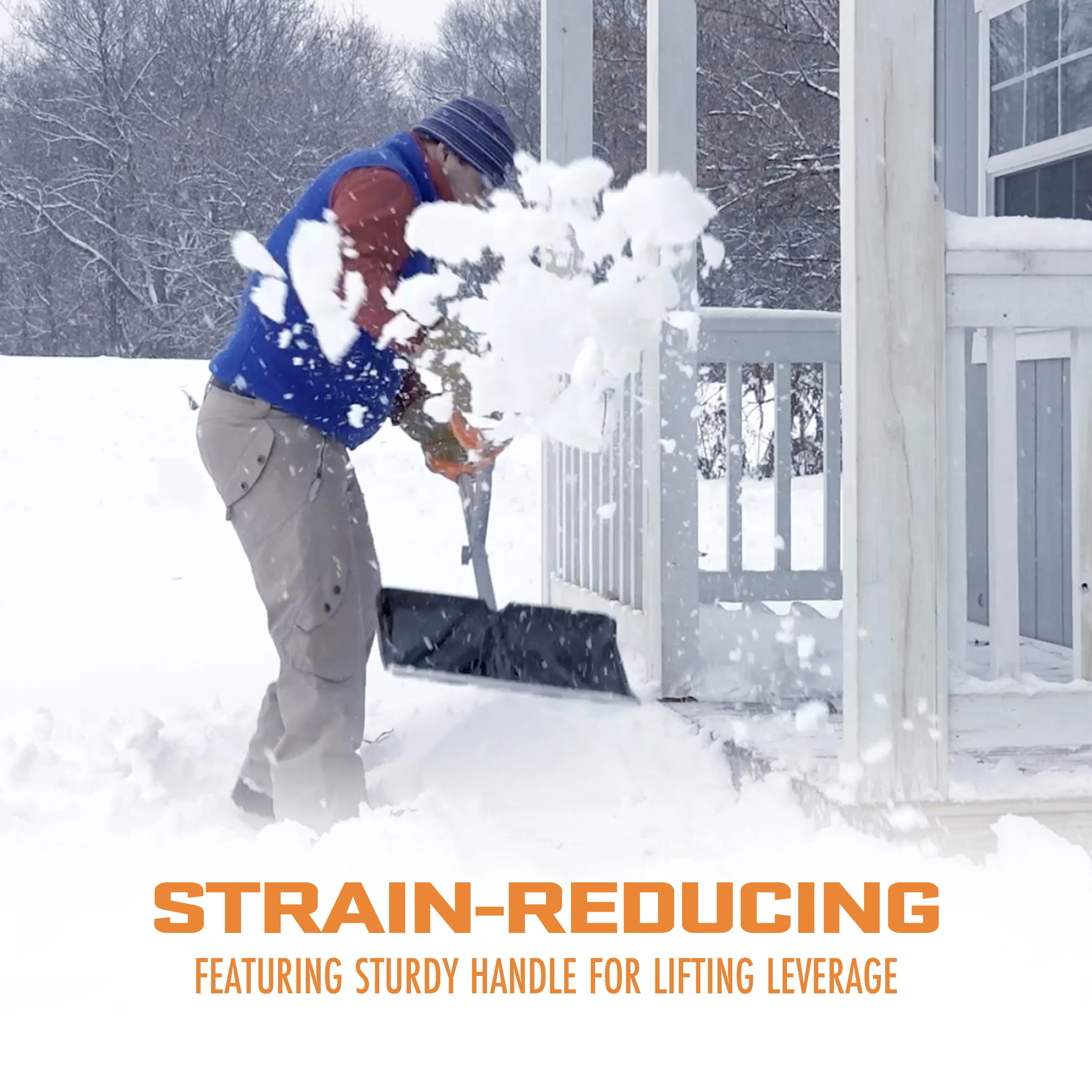 Ergie Systems Steel Shaft Impact Resistant Snow Shovel | 18-Inch Shovel | 34.5-Inch Shaft | Push/Scoop Combination Blade - Image 5