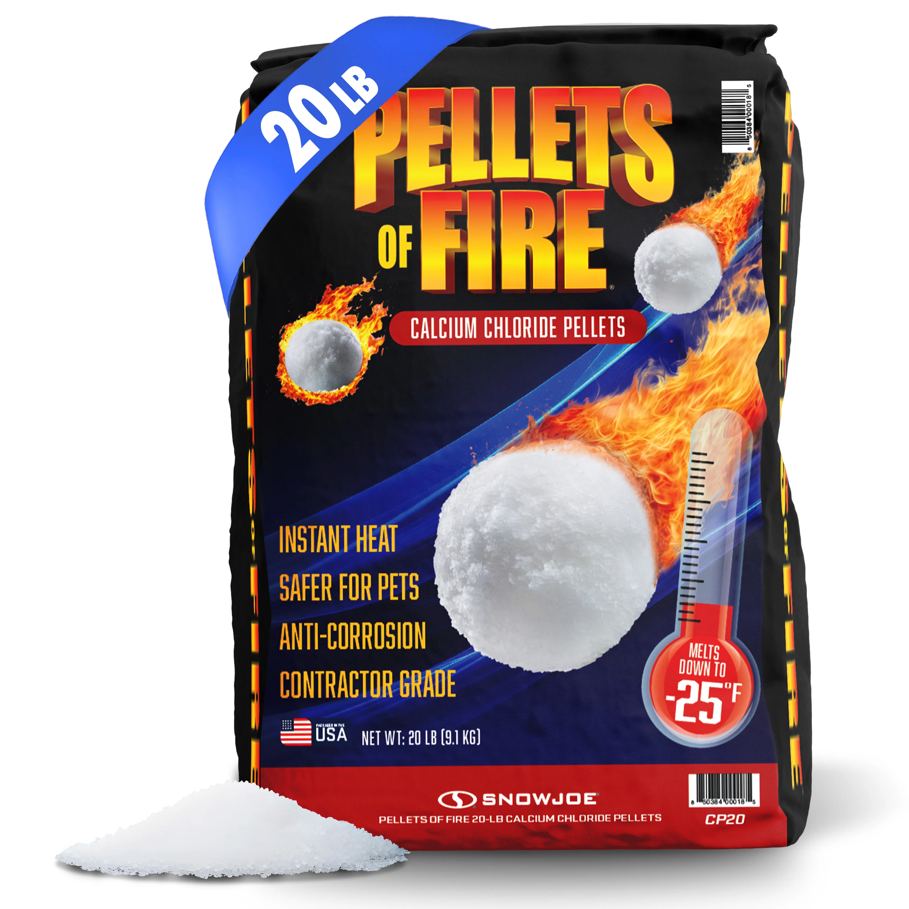 Pellets of Fire Calcium Chloride Ice and Snow Melt + Deicer | 20 Lb. Bag | Works to -25°F - Image 2