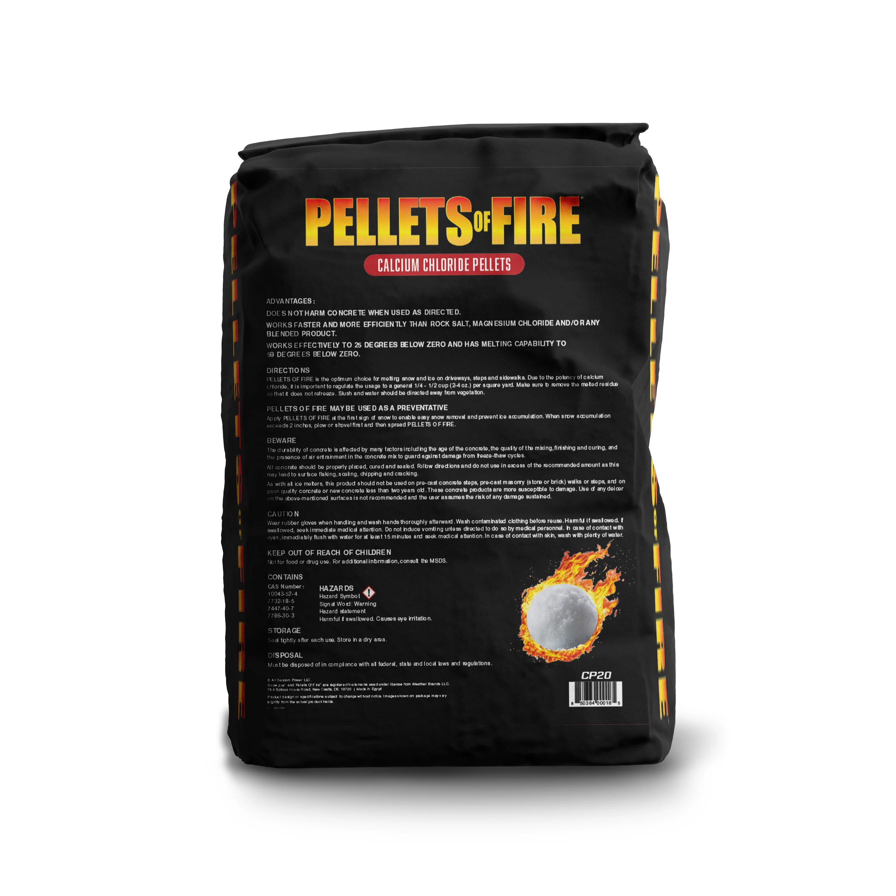 Pellets of Fire Calcium Chloride Ice and Snow Melt + Deicer | 20 Lb. Bag | Works to -25°F - Image 3