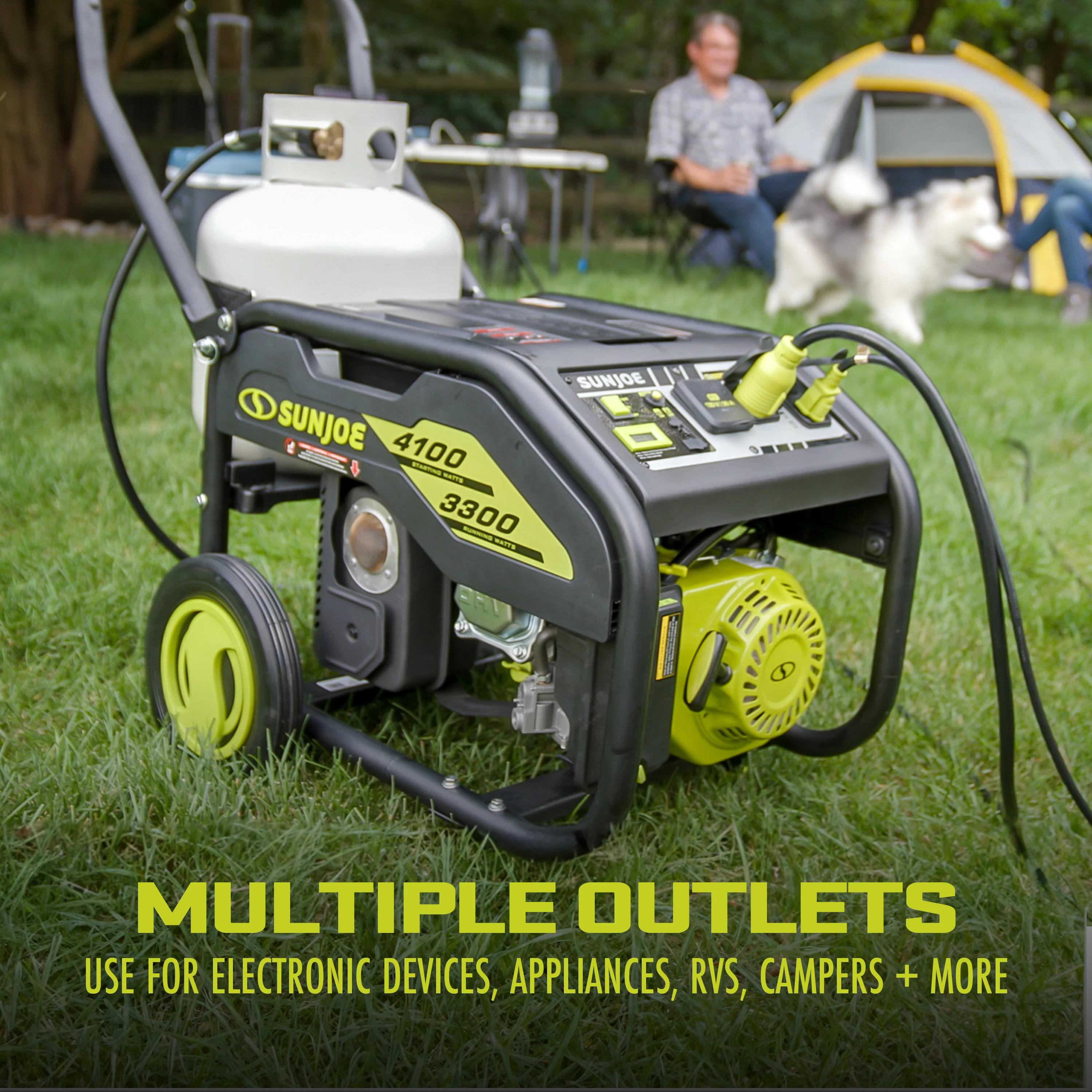 Sun Joe SJG4100LP Portable Propane Generator | Push-Button Electric + Recoil Start | Power Cooling System | 4100 Starting Watt | 3300 Running Watt | W/ 24V 2.0-Ah Battery and Charger - Image 6