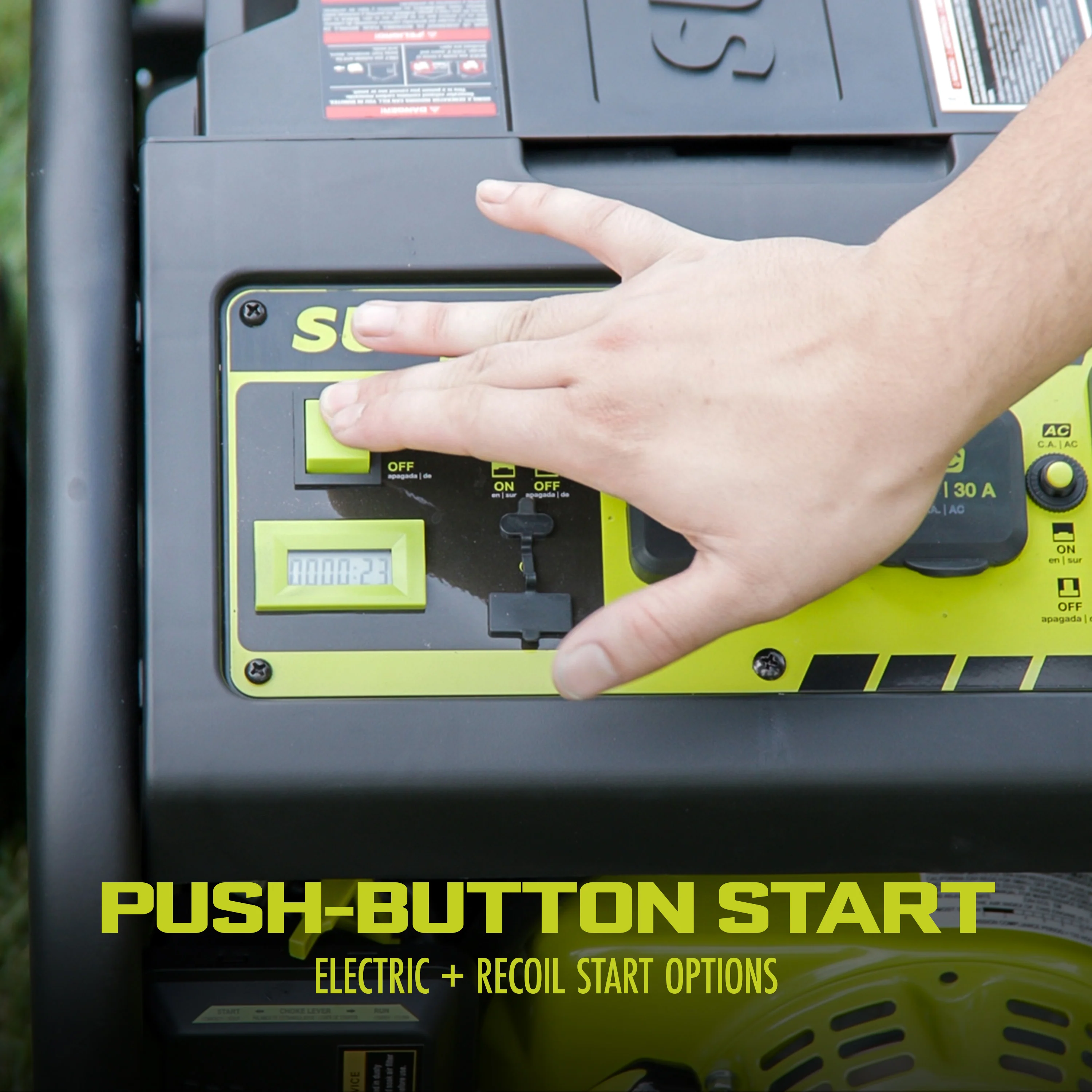 Sun Joe SJG4100LP Portable Propane Generator | Push-Button Electric + Recoil Start | Power Cooling System | 4100 Starting Watt | 3300 Running Watt | W/ 24V 2.0-Ah Battery and Charger - Image 9