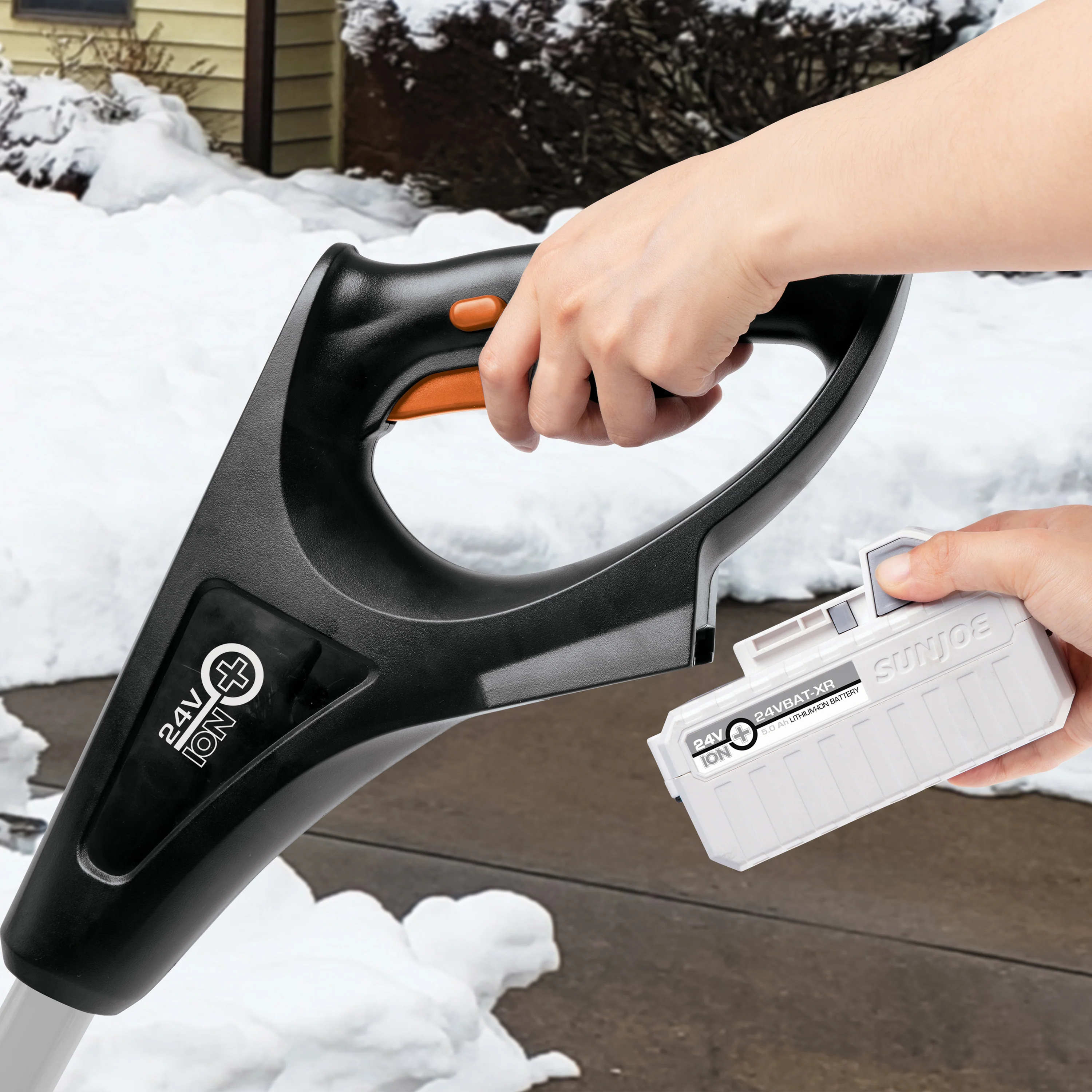 Snow Joe 24V-SS12-XR-ORG 24-Volt* IONMAX Cordless Snow Shovel Kit | 12-inch | W/ 5.0-Ah Battery + Charger (Orange) - Image 9