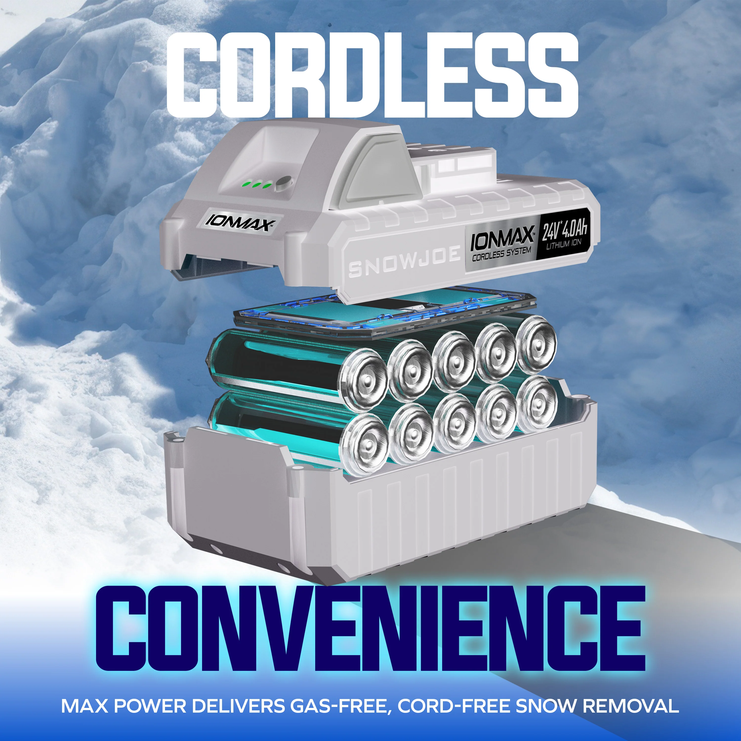 Snow Joe 24V-X2-SB18-GO 48-Volt* IONMAX Cordless Snow Blower Kit | 18-Inch | W/ 2 x 4.0-Ah Batteries + Charger - Image 8