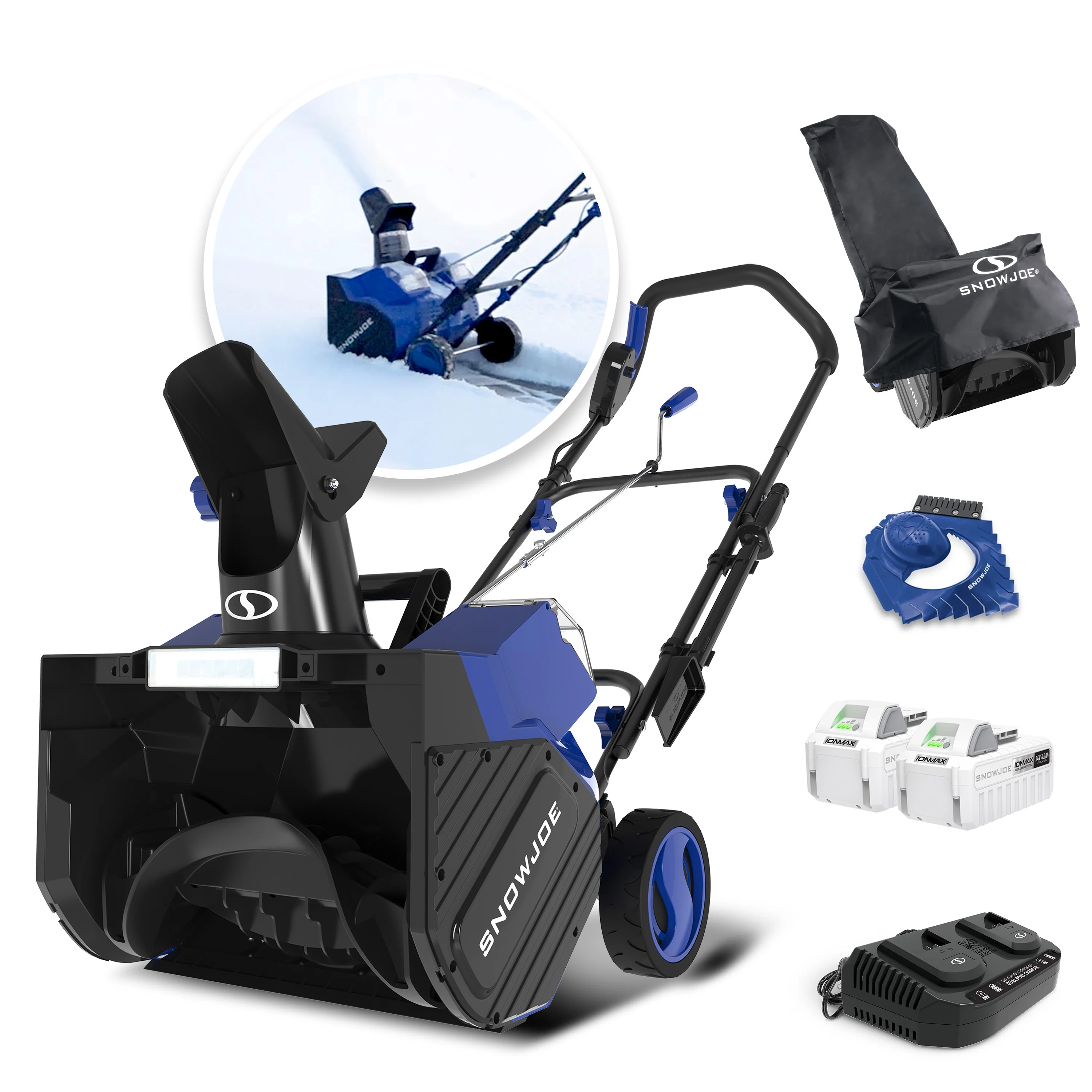 Snow Joe Best Value Winter Combo Kit | 24V Cordless Snow Shovel + 48V Cordless Snow Blower | W/ 3 x 4.0-Ah Batteries + 2 x Chargers, Ice Scrapers, & Covers - Image 2