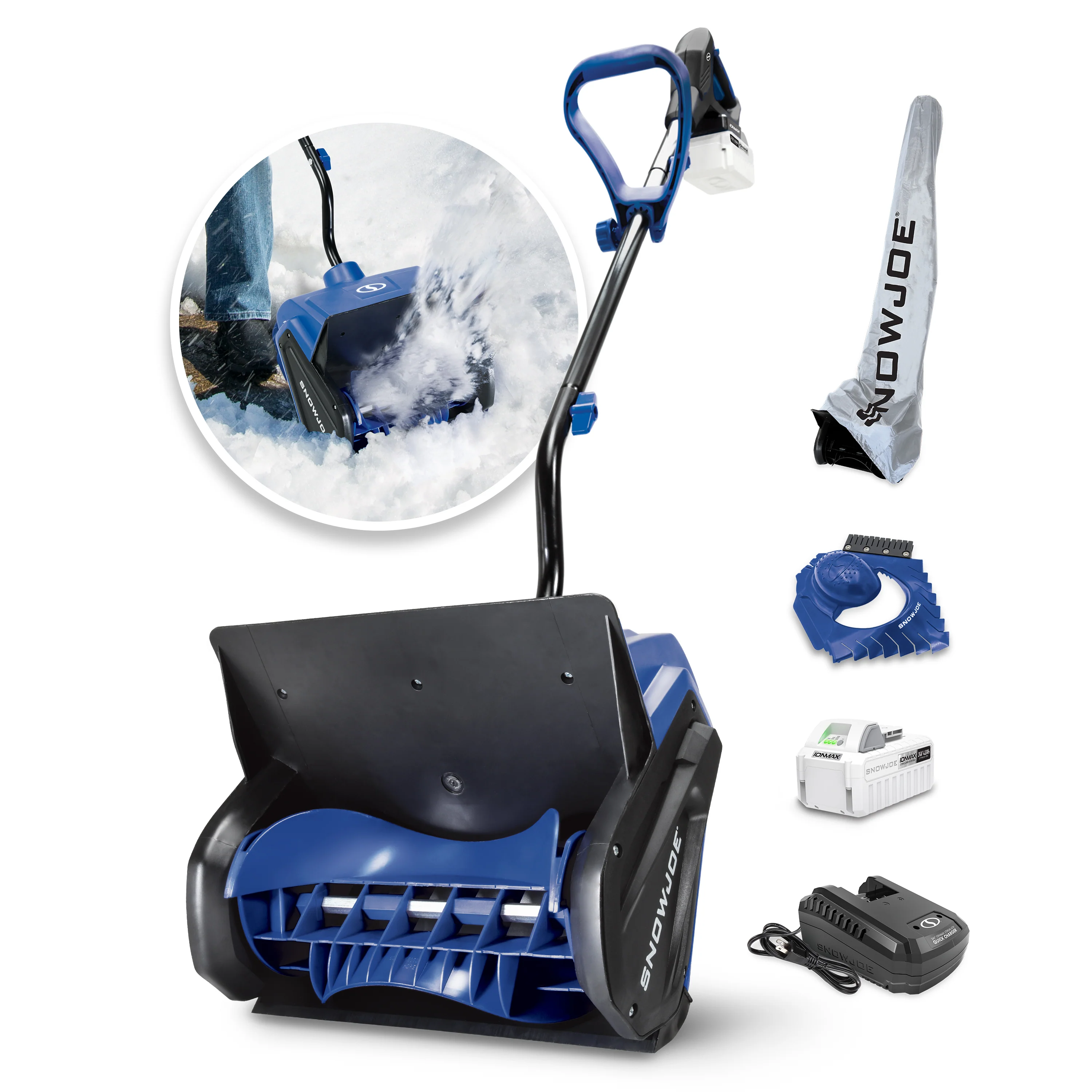 Snow Joe Best Value Winter Combo Kit | 24V Cordless Snow Shovel + 48V Cordless Snow Blower | W/ 3 x 4.0-Ah Batteries + 2 x Chargers, Ice Scrapers, & Covers - Image 3
