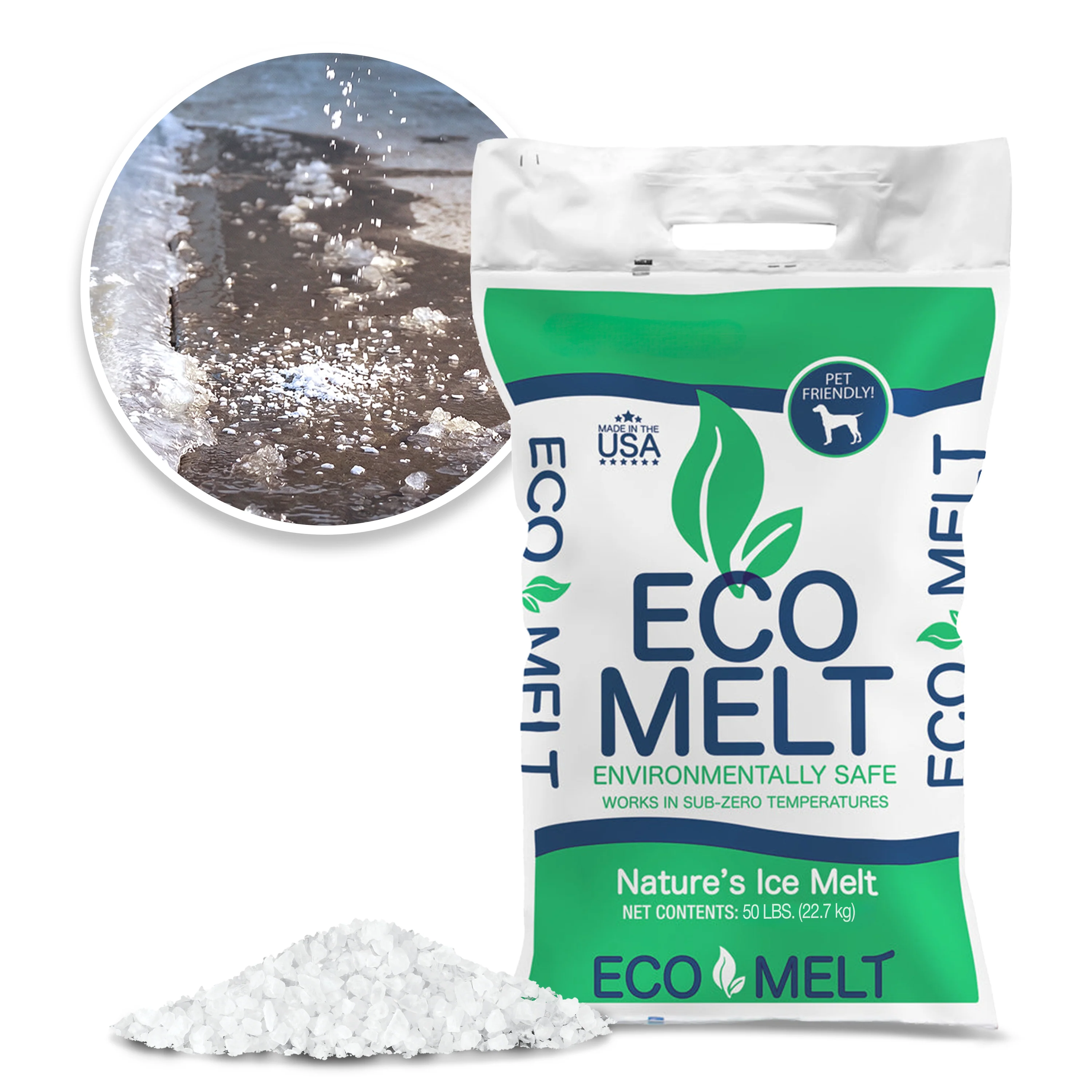 Snow Joe Eco Melt Nature's Ice Melt | Pet Friendly | Environmentally Safe | Works In Sub-zero Temperatures | 20 Lb. Bag