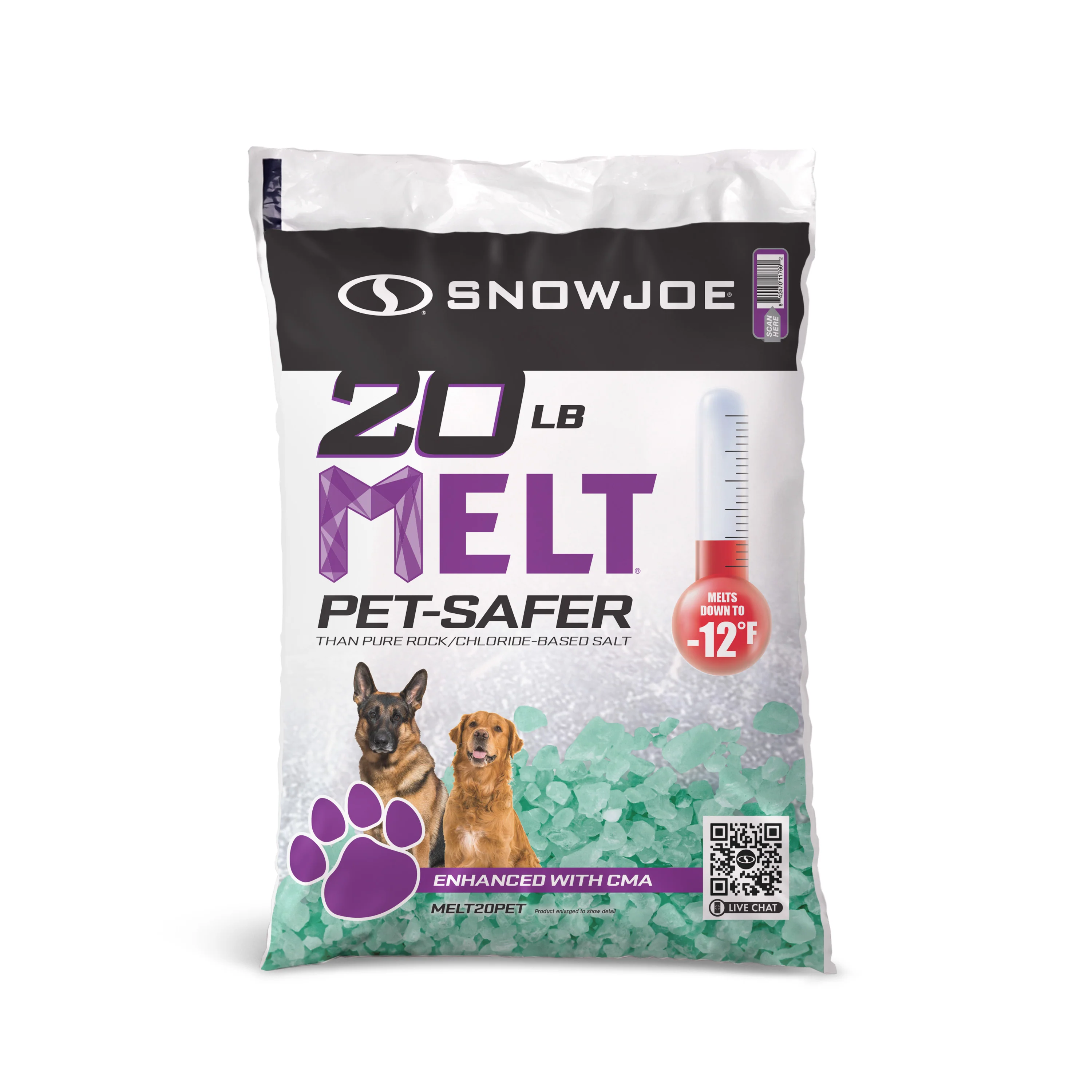 Snow Joe Pet-Safer Blend Premium Ice Melt | 20 Lb. Bag | Melts Down To -12°F