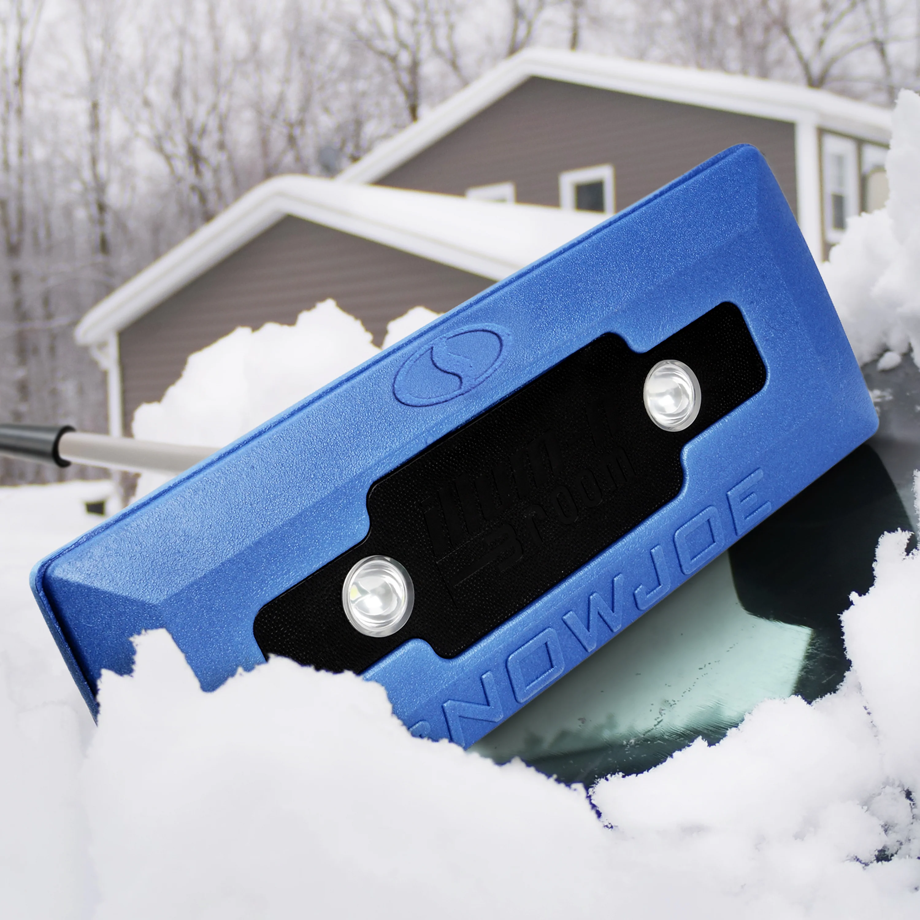 Snow Joe SJBLZD-LED 4-In-1 Telescoping Snow Broom + Ice Scraper | 18-Inch Foam Head | Headlights (Blue) - Image 10