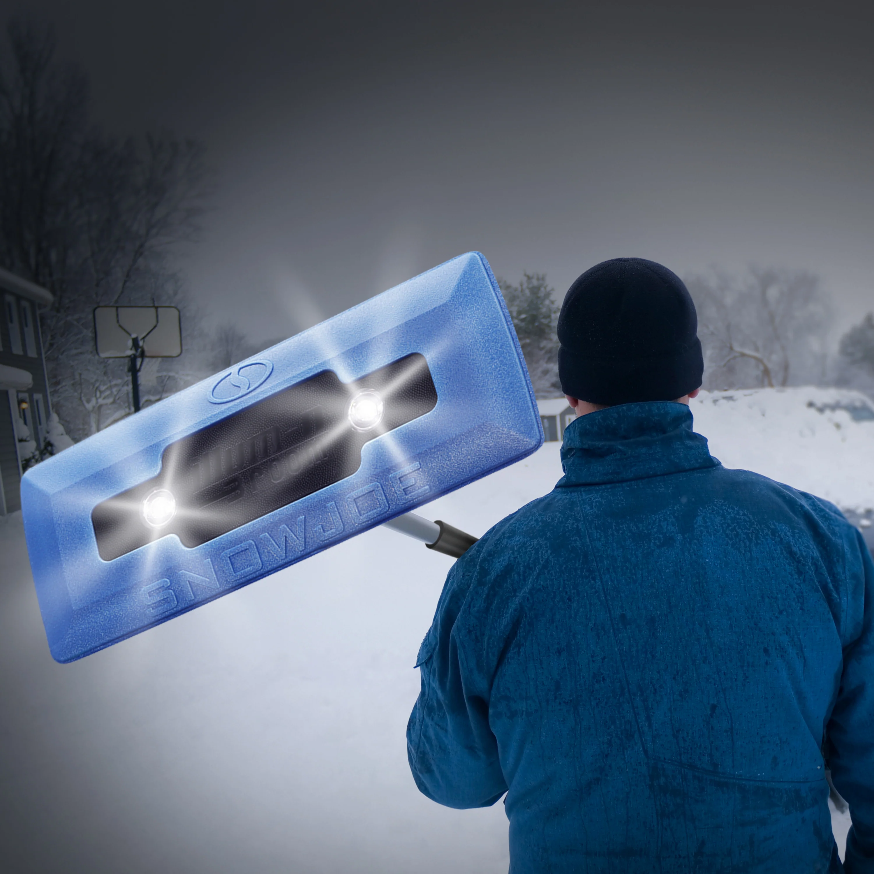 Snow Joe SJBLZD-LED 4-In-1 Telescoping Snow Broom + Ice Scraper | 18-Inch Foam Head | Headlights (Blue) - Image 18
