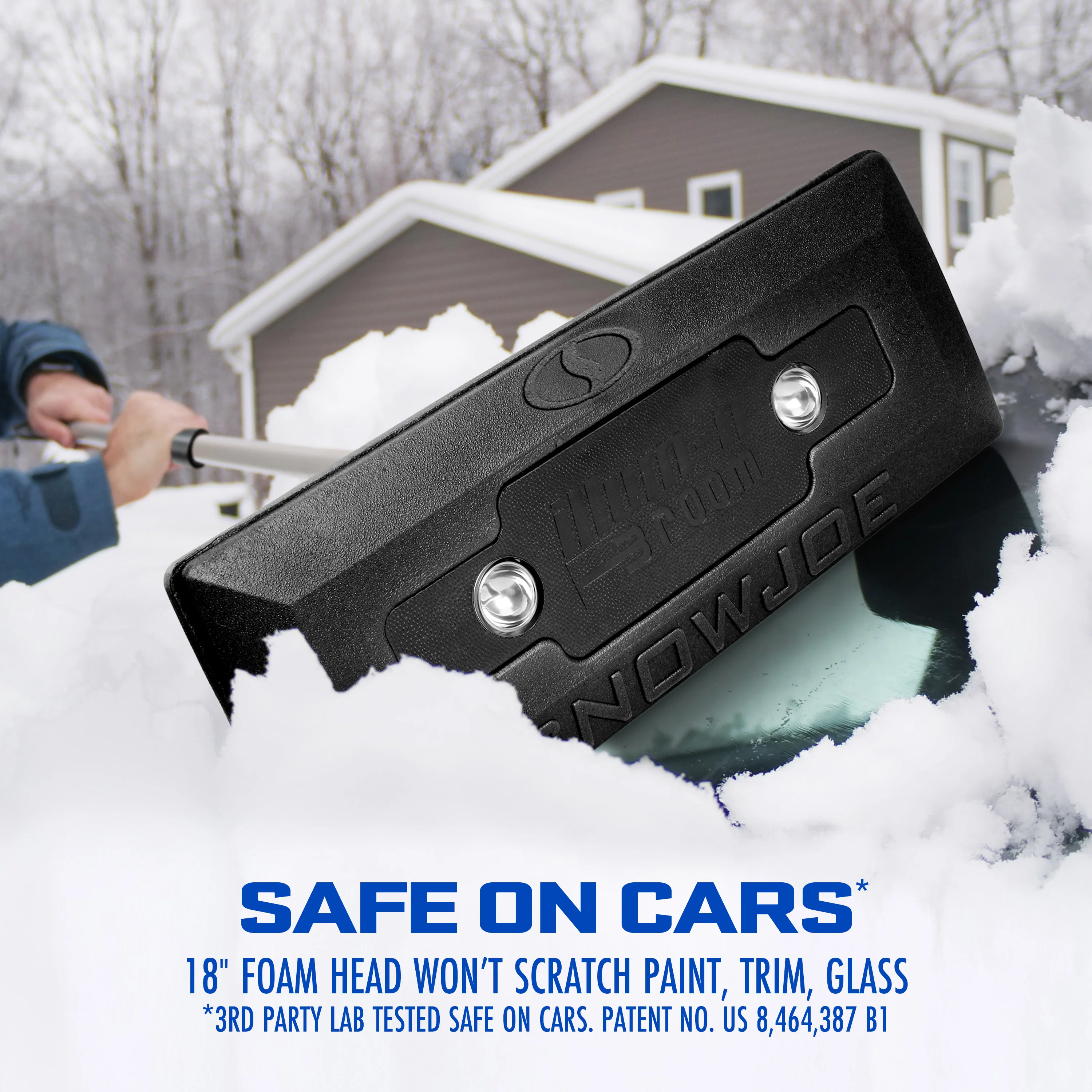 Snow Joe SJBLZD-LED-BLK 4-In-1 Telescoping Snow Broom + Ice Scraper | 18-Inch Foam Head | Headlights (Black) - Image 3