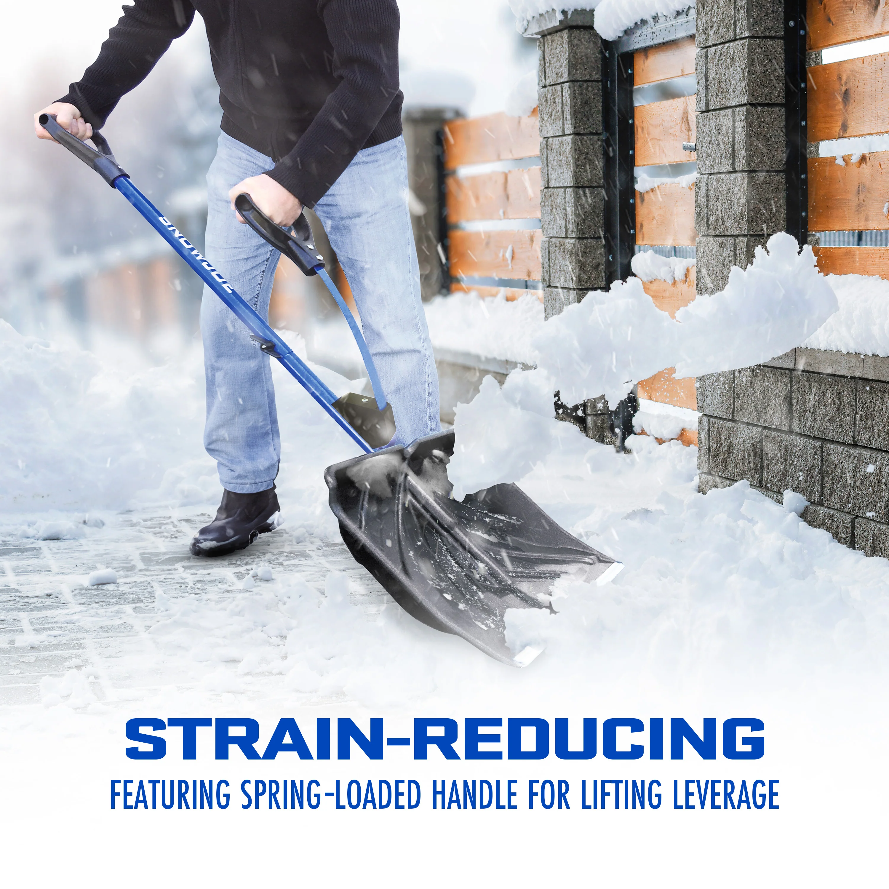 Snow Joe Shovelution Strain-Reducing Snow Shovel | 18-Inch | Spring Assisted Handle - Image 3