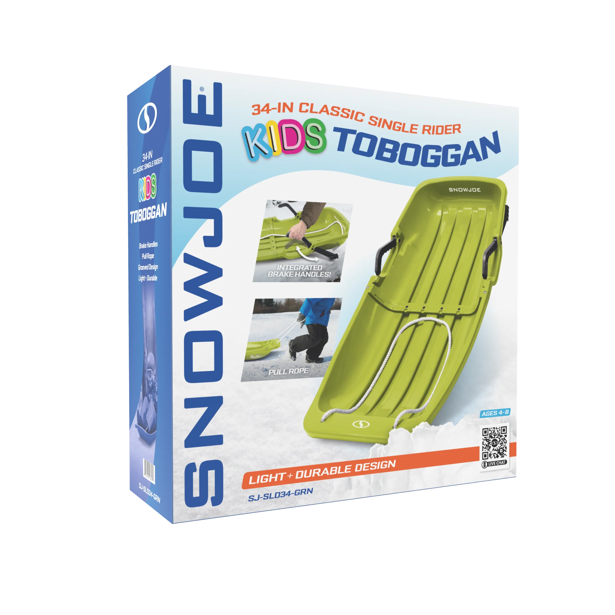 Snow Joe SJ-SLD34-GRN Snow Sled for Kids 4-8 | Fits 2 Riders | 34-inch (Green) - Image 3