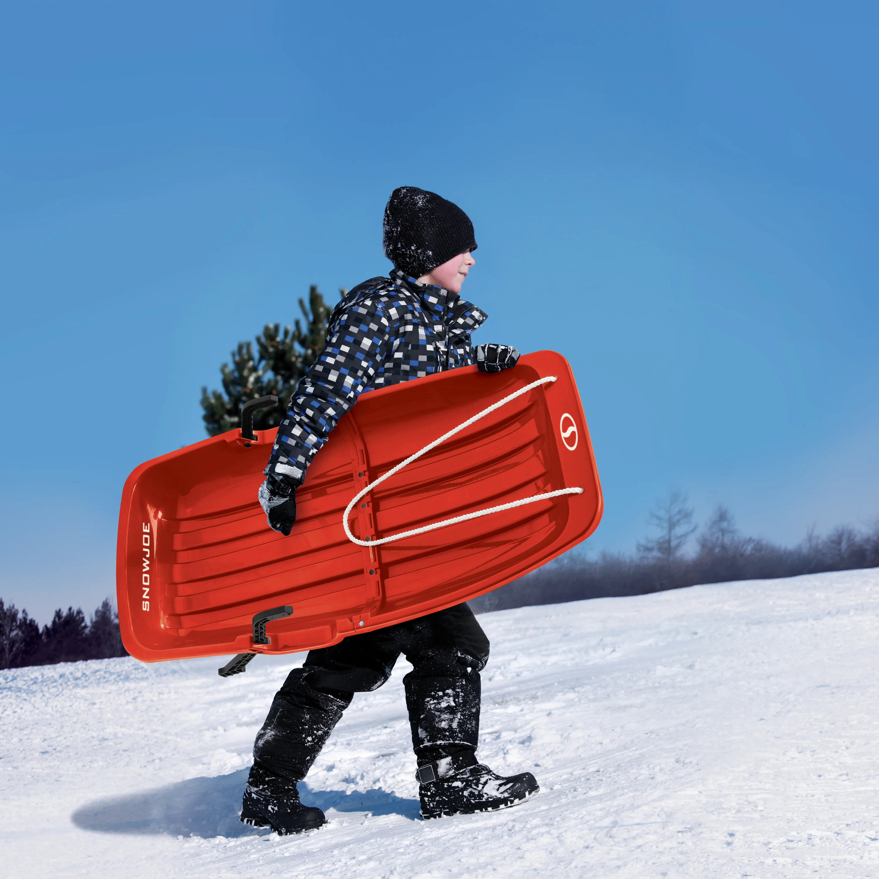 Snow Joe SJ-SLD34-RED Snow Sled for Kids 4-8 | Fits 2 Riders | 34-inch (Red) - Image 4