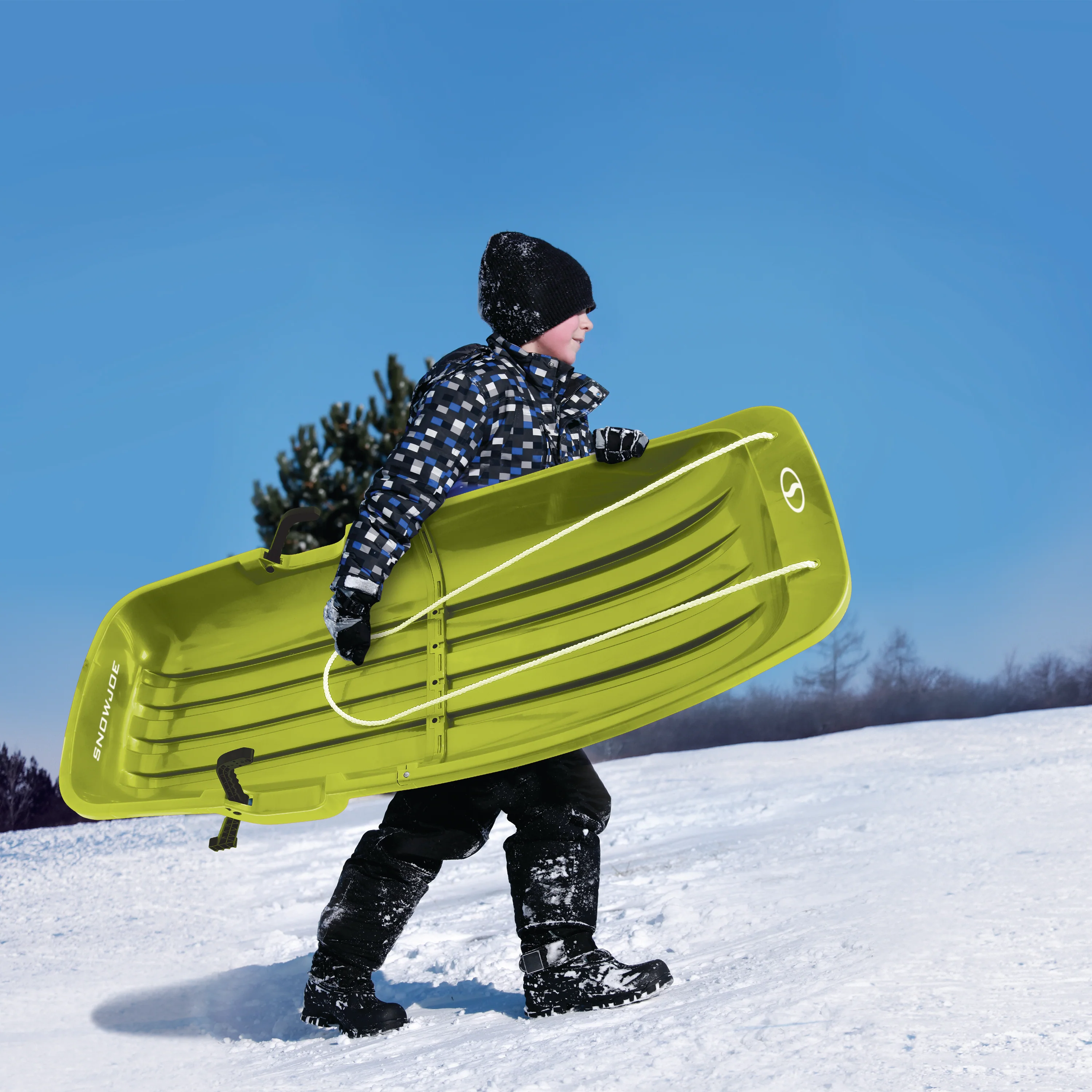Snow Joe SJ-SLD48-GRN Snow Sled for Kids 4 & Up | Fits 2 Riders | 48-inch (Green) - Image 4