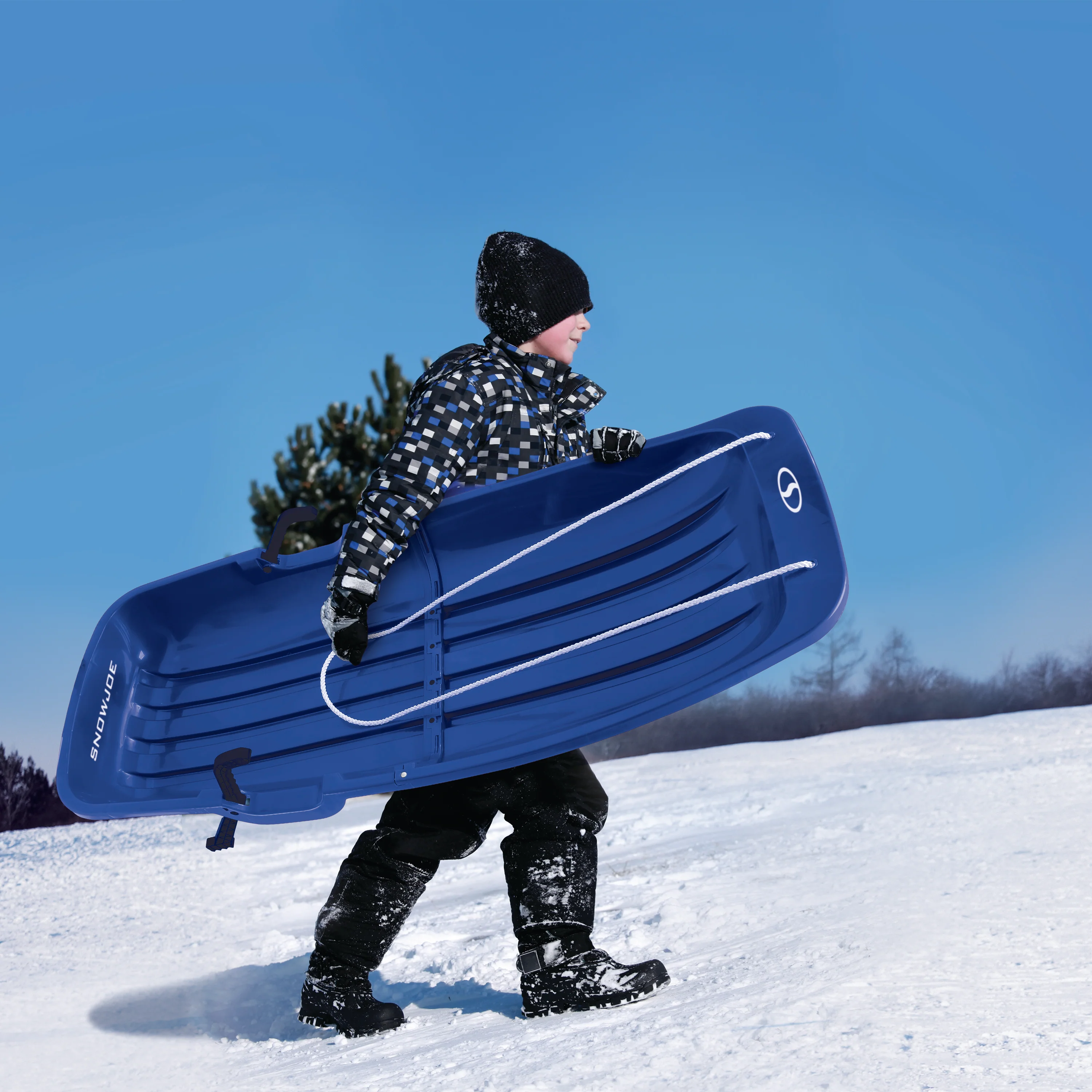 Snow Joe SJ-SLD48-SJB Snow Sled for Kids 4 & Up | Fits 2 Riders | 48-inch (Blue) - Image 4