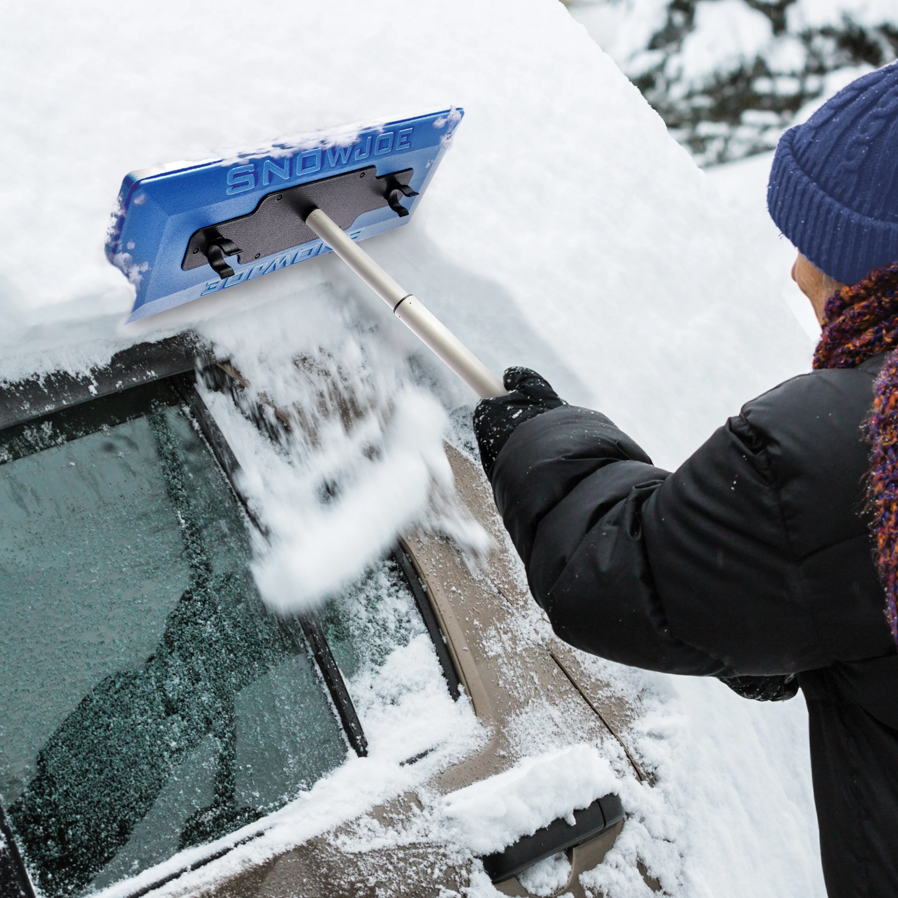Snow Joe SJBLZD-PRX The Original 2-In-1 Telescoping Snow Broom + Ice Scraper PRX Edition | No-Scratch Foam Head, Closed Cell Foam for No Water Absorption | 18-Inch Foam Head - Image 9