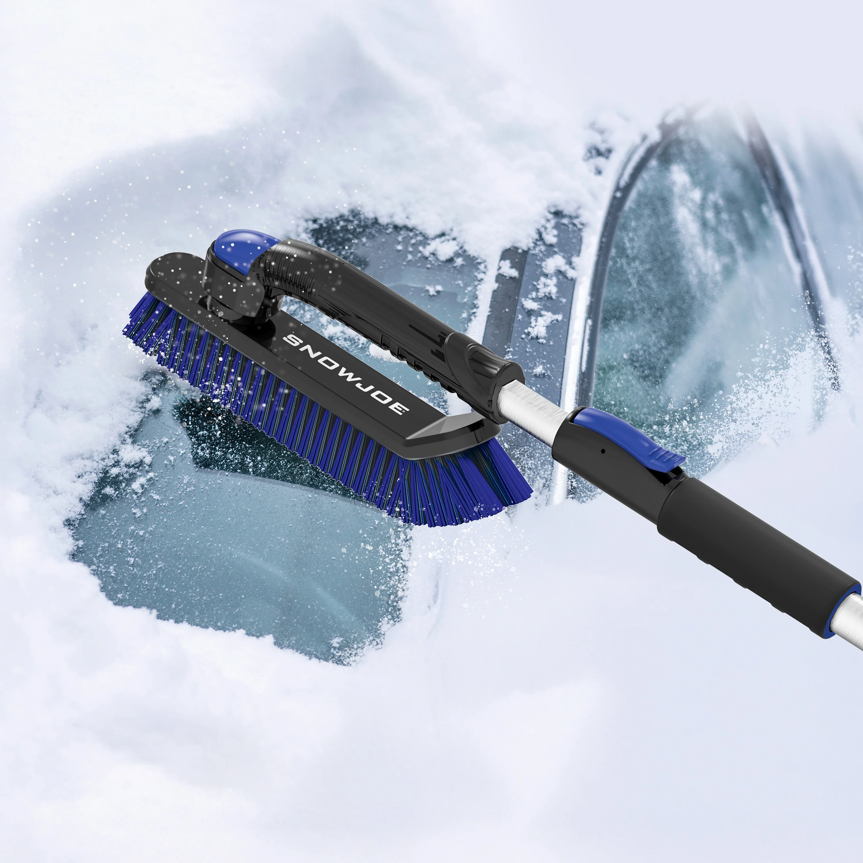 Snow Joe SJEG-SB52 Winter Telescopic Snow Removal Brush + De-icing Shovel | 360° Swivel Adjustment | 52-Inch Telescopic - Image 3