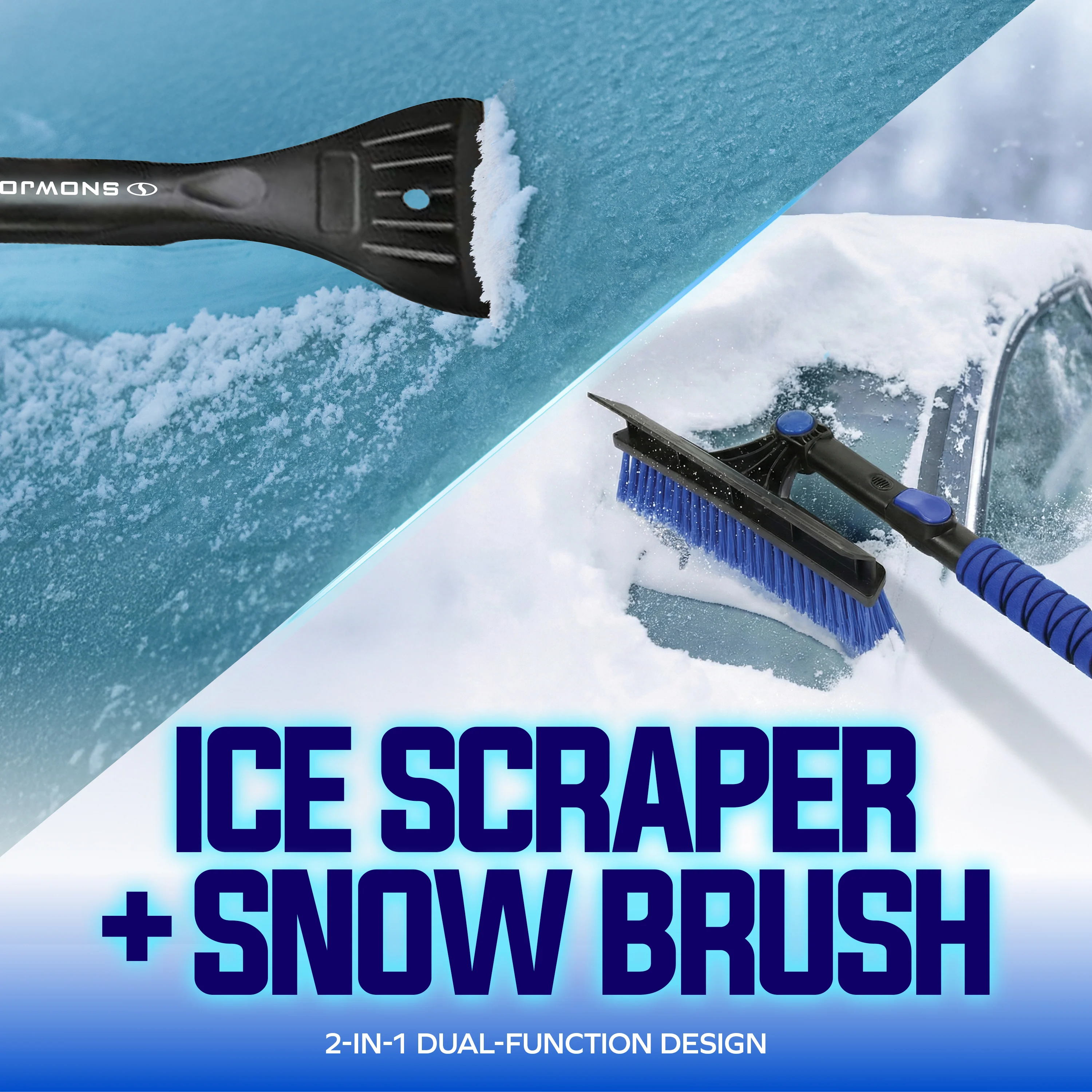 Snow Joe Winter Telescopic Snow Removal Brush + De-icing Shovel | Ergonomic Brush Head Design | 40-Inch Telescopic - Image 3