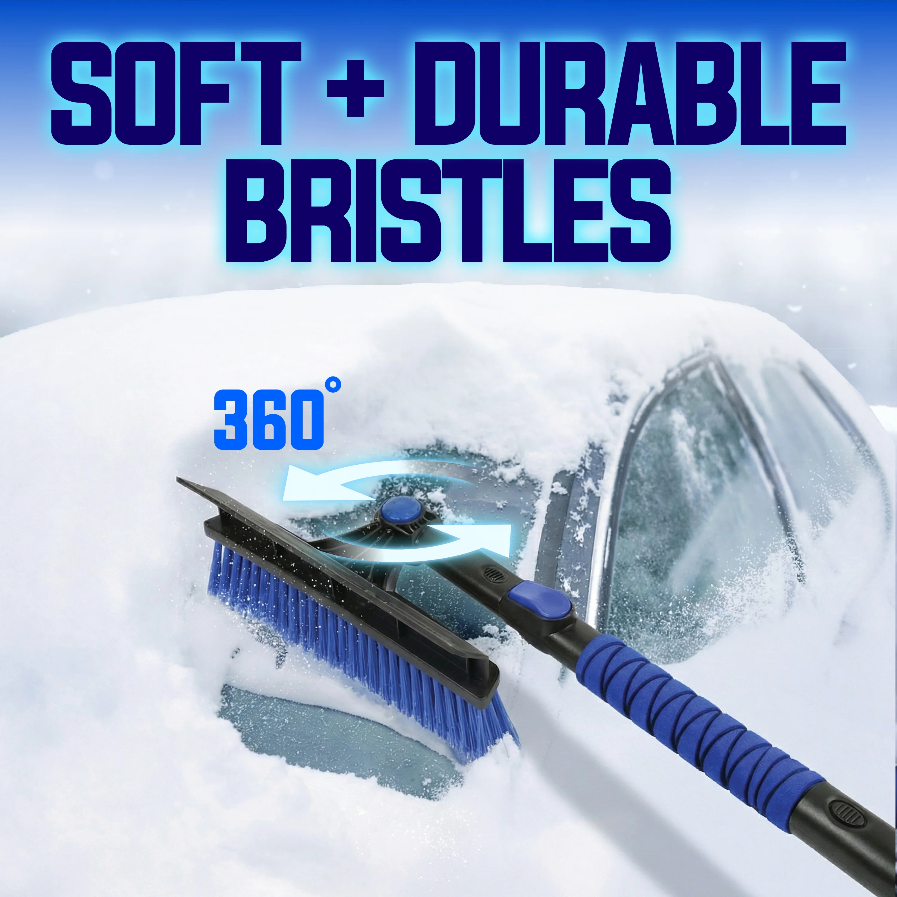 Snow Joe Winter Telescopic Snow Removal Brush + De-icing Shovel | Ergonomic Brush Head Design | 40-Inch Telescopic - Image 4