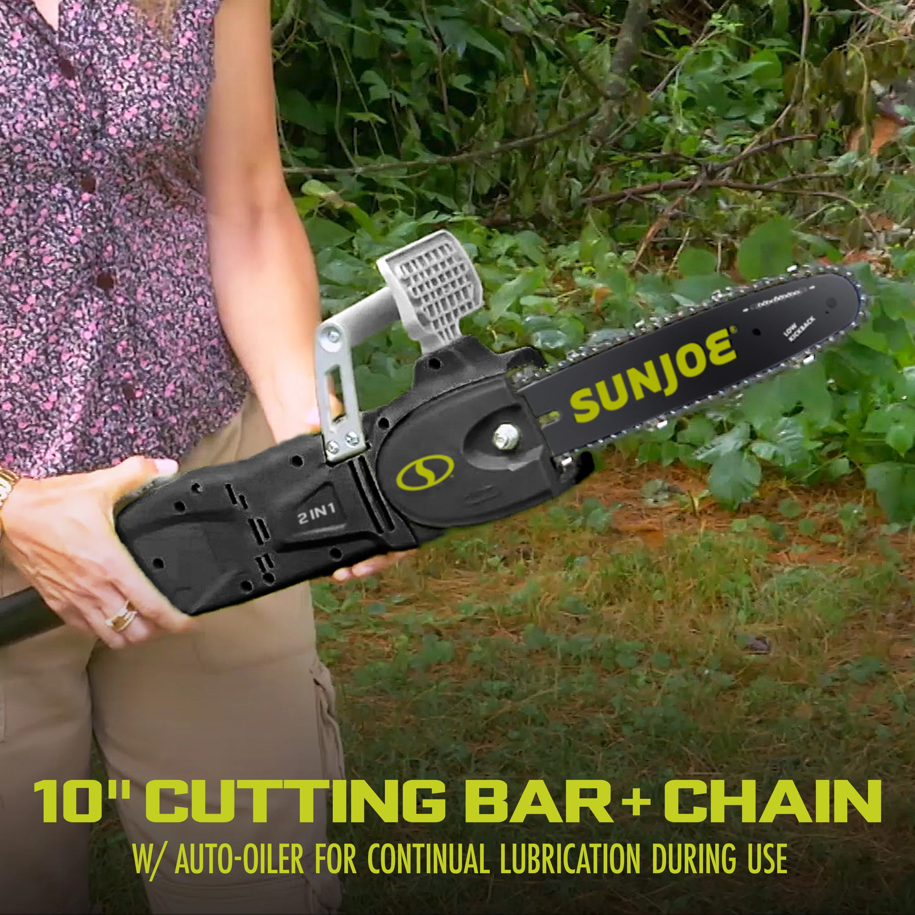 Sun Joe SWJ807E 2-in-1 Electric Convertible Pole Chainsaw | 10-inch | 8-Amp - Image 3