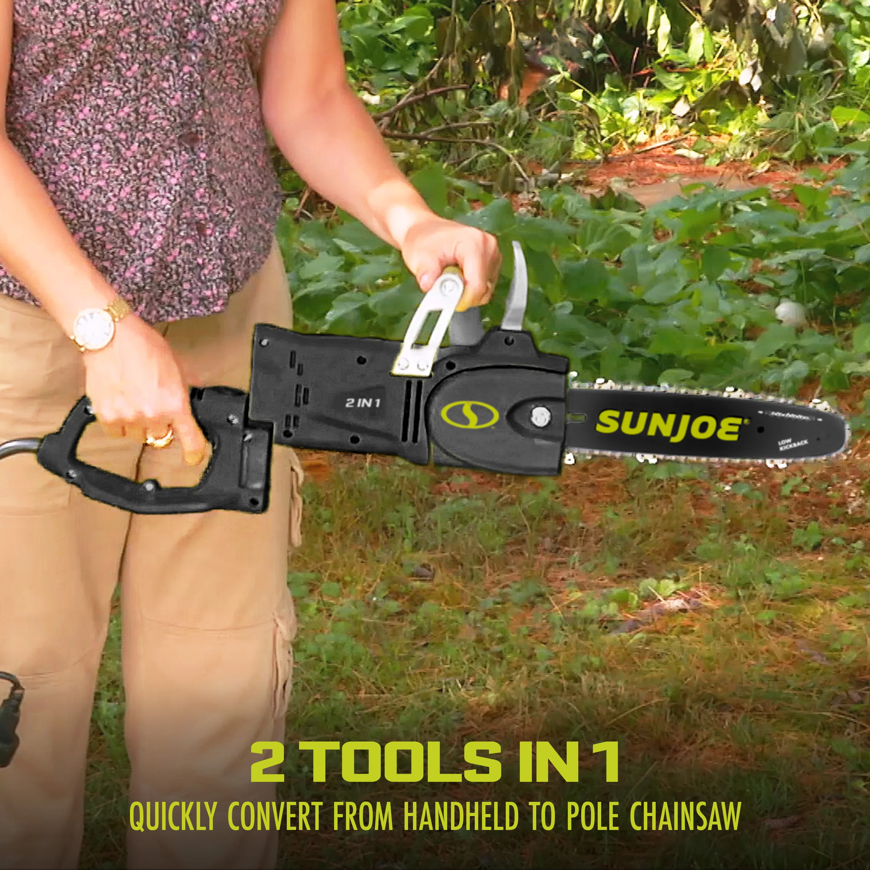 Sun Joe SWJ807E 2-in-1 Electric Convertible Pole Chainsaw | 10-inch | 8-Amp - Image 4