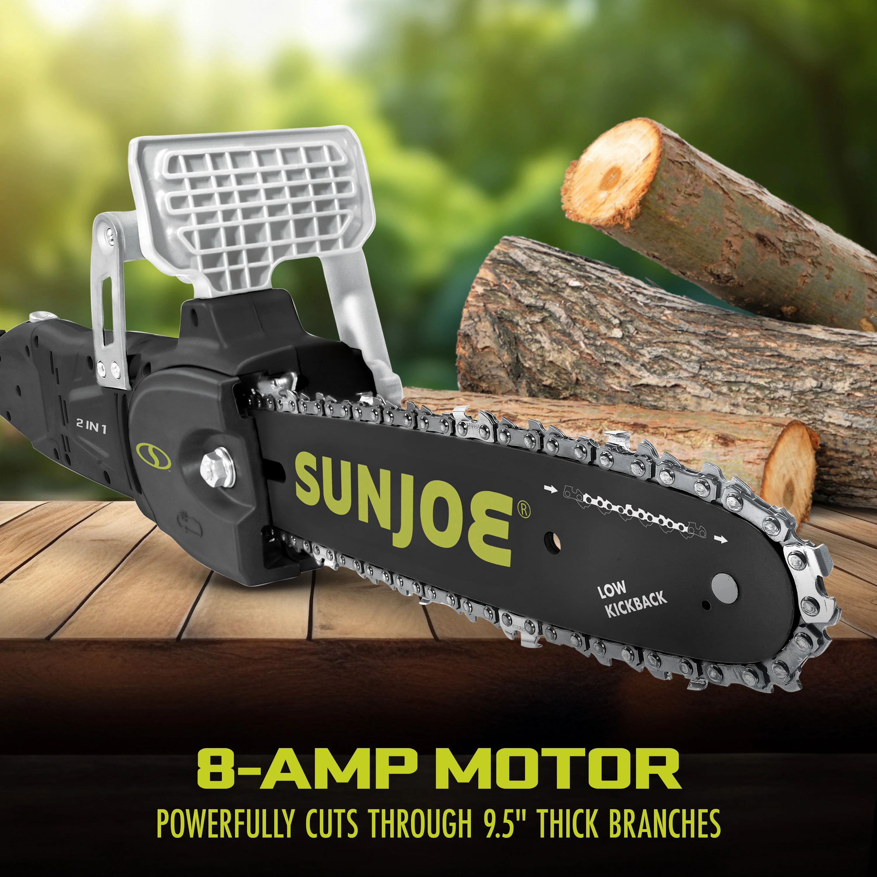 Sun Joe SWJ807E 2-in-1 Electric Convertible Pole Chainsaw | 10-inch | 8-Amp - Image 6