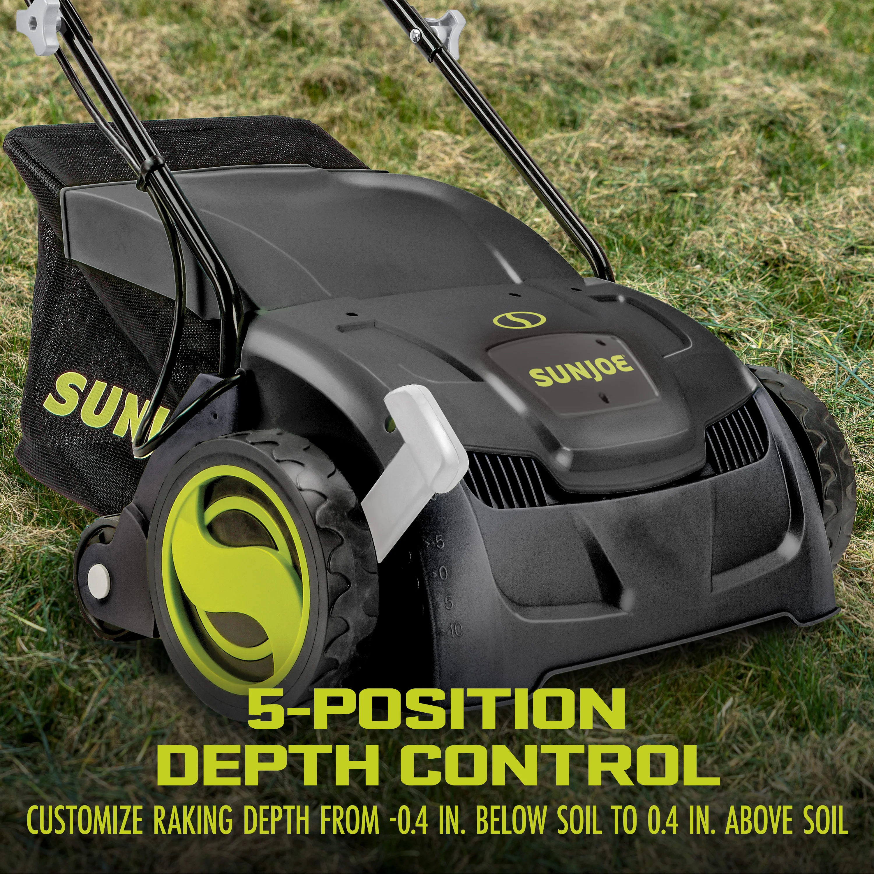 Sun Joe Electric Lawn Dethatcher + Scarifier W/ Collection Bag | 12.6-inch | 12-Amp - Image 4