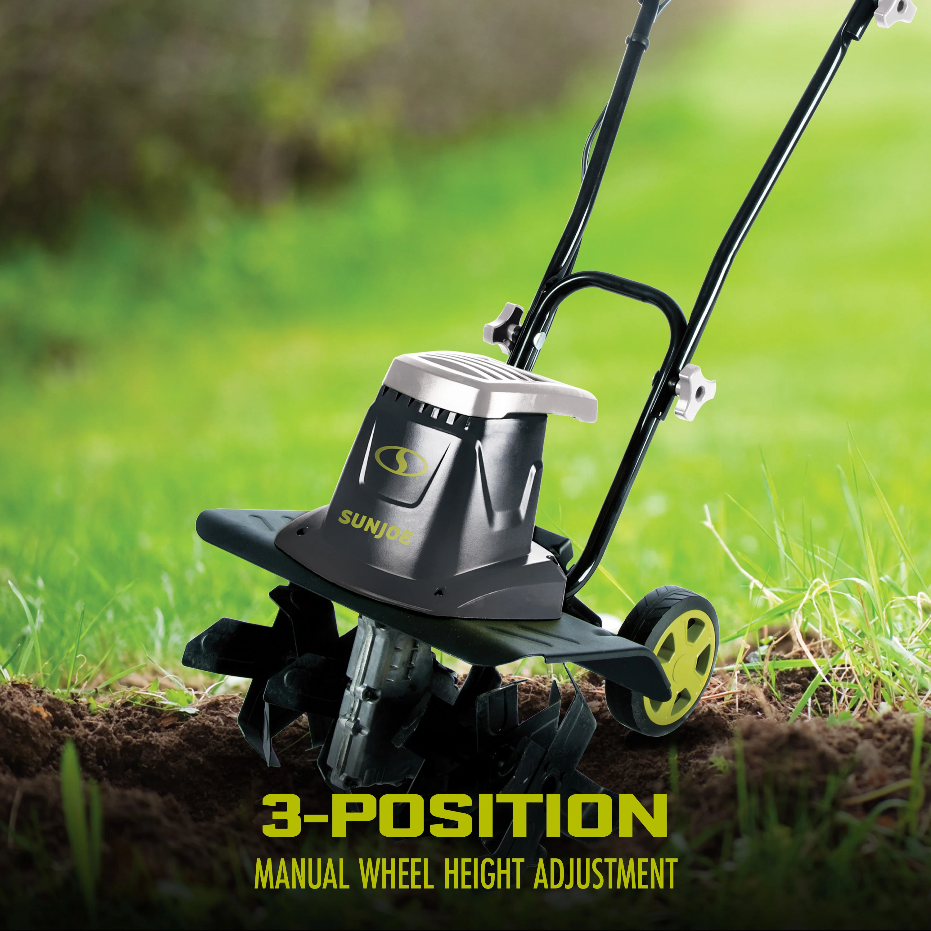 Sun Joe Electric Garden Tiller + Cultivator | 12-inch | 8-Amp | 3-Position Height Adjustment - Image 5